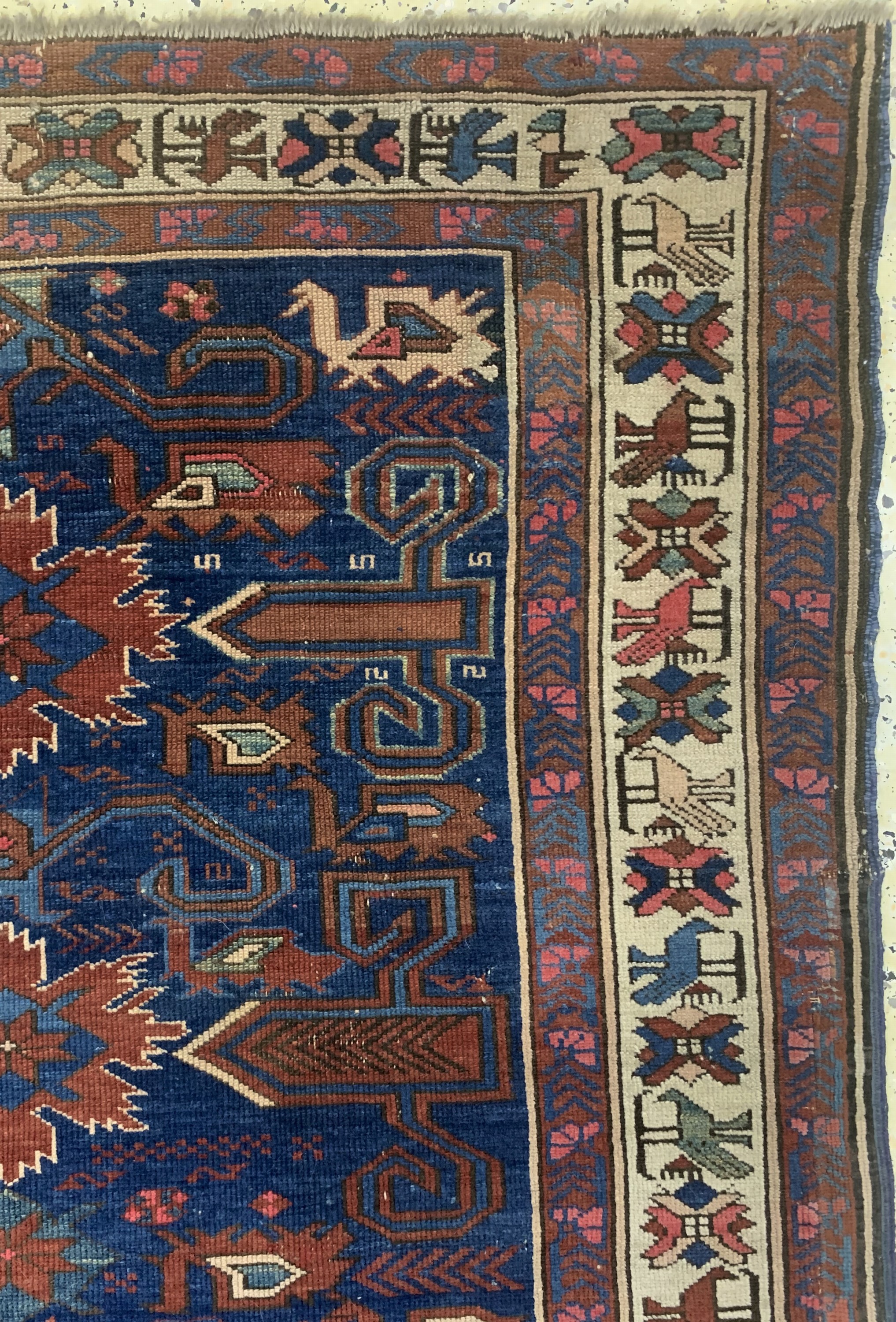 Detail d: "Blattgabel-Schirwan"antik, Kaukasus, 19.Jhd, Wolle auf Wolle, ca. 195 x 100 cm, EHZ: 3, (alte Restaurierungen)