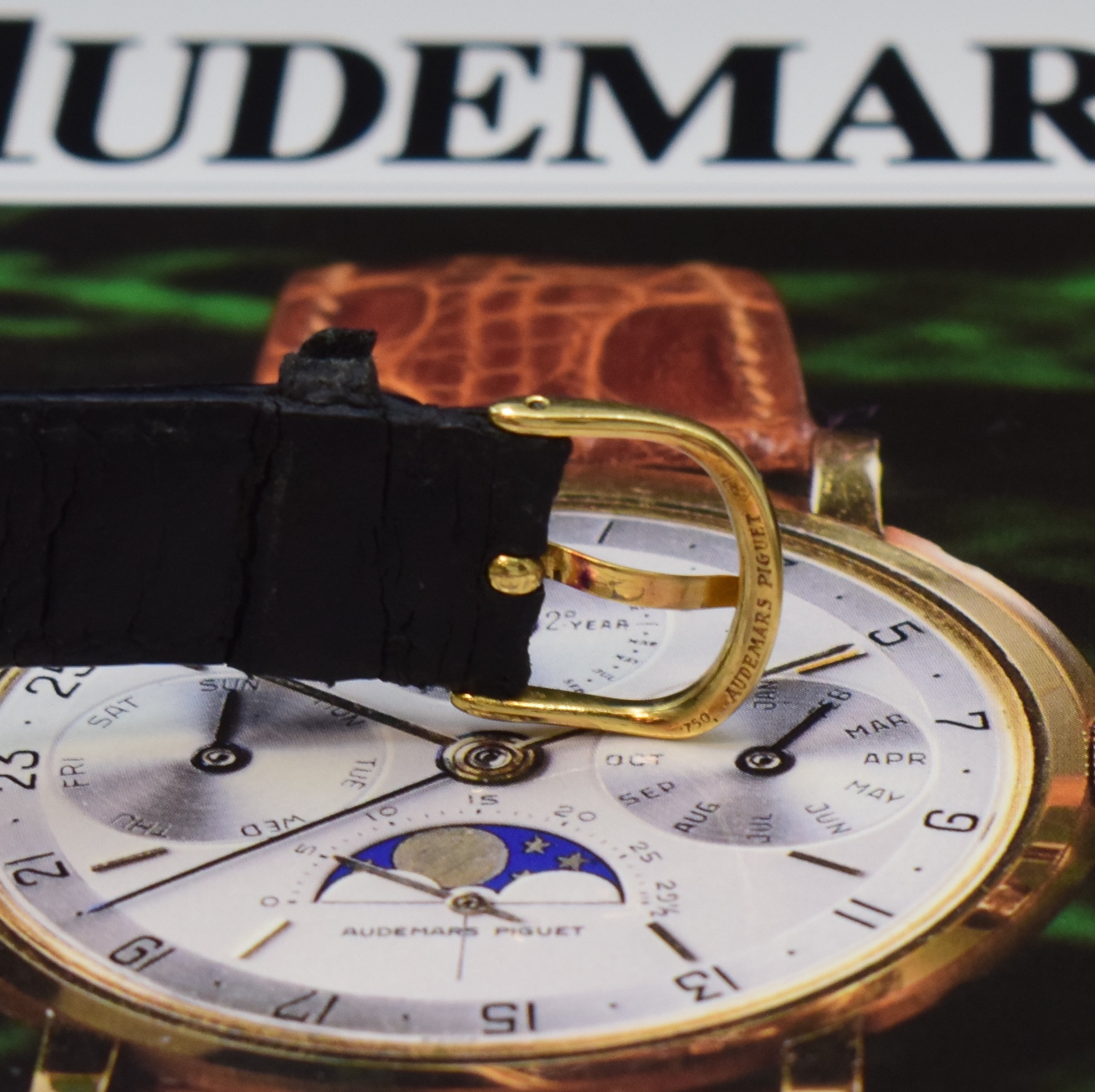 Detail b: AUDEMARS PIGUET hochfeine, astronomische Herrenarmbanduhr Quantieme Perpetual in GG 750/000 mit ewigem Kalender, Automatik, Schweiz um 1983, 3-teil. ...