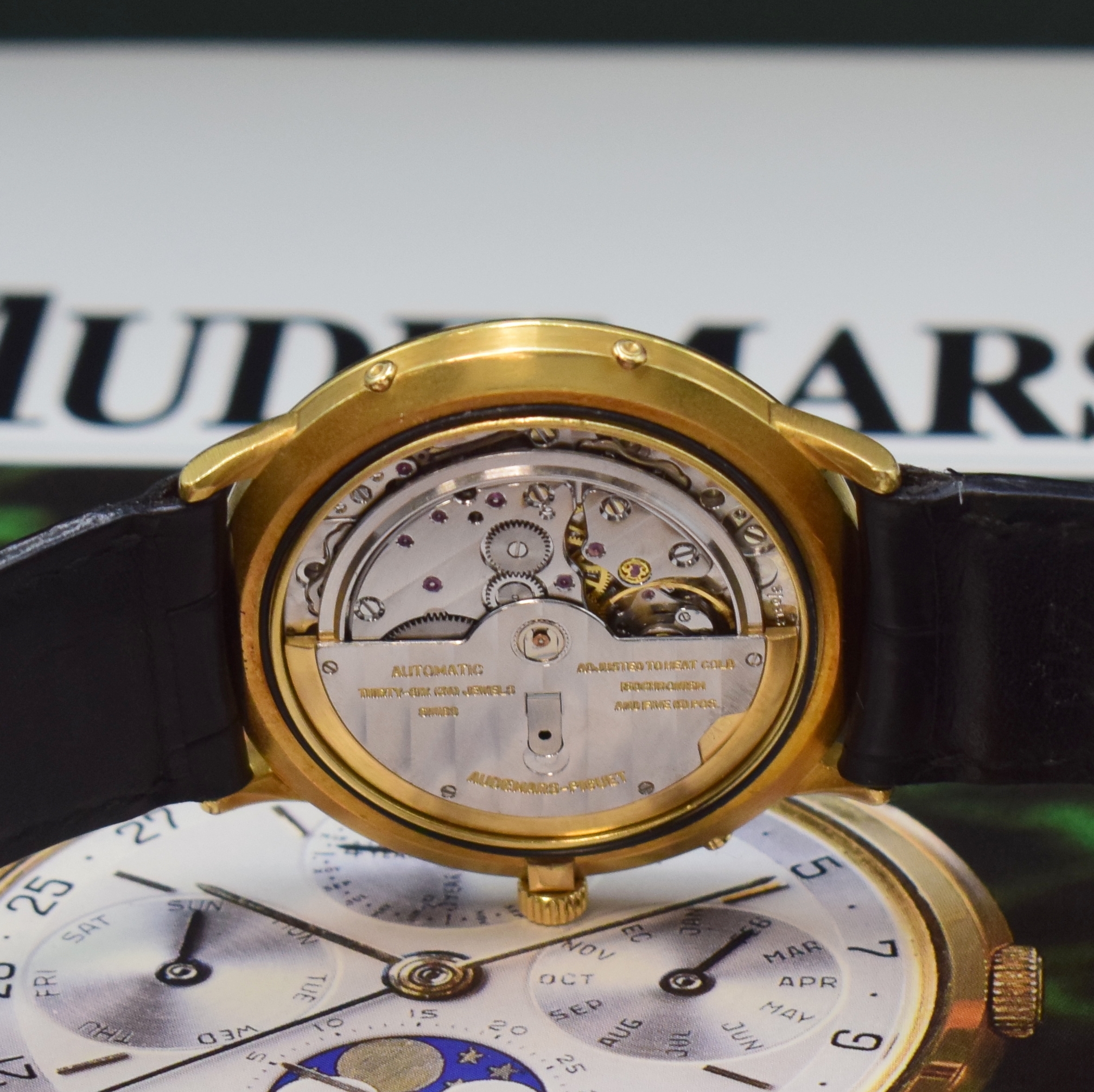 Detail g: AUDEMARS PIGUET hochfeine, astronomische Herrenarmbanduhr Quantieme Perpetual in GG 750/000 mit ewigem Kalender, Automatik, Schweiz um 1983, 3-teil. ...