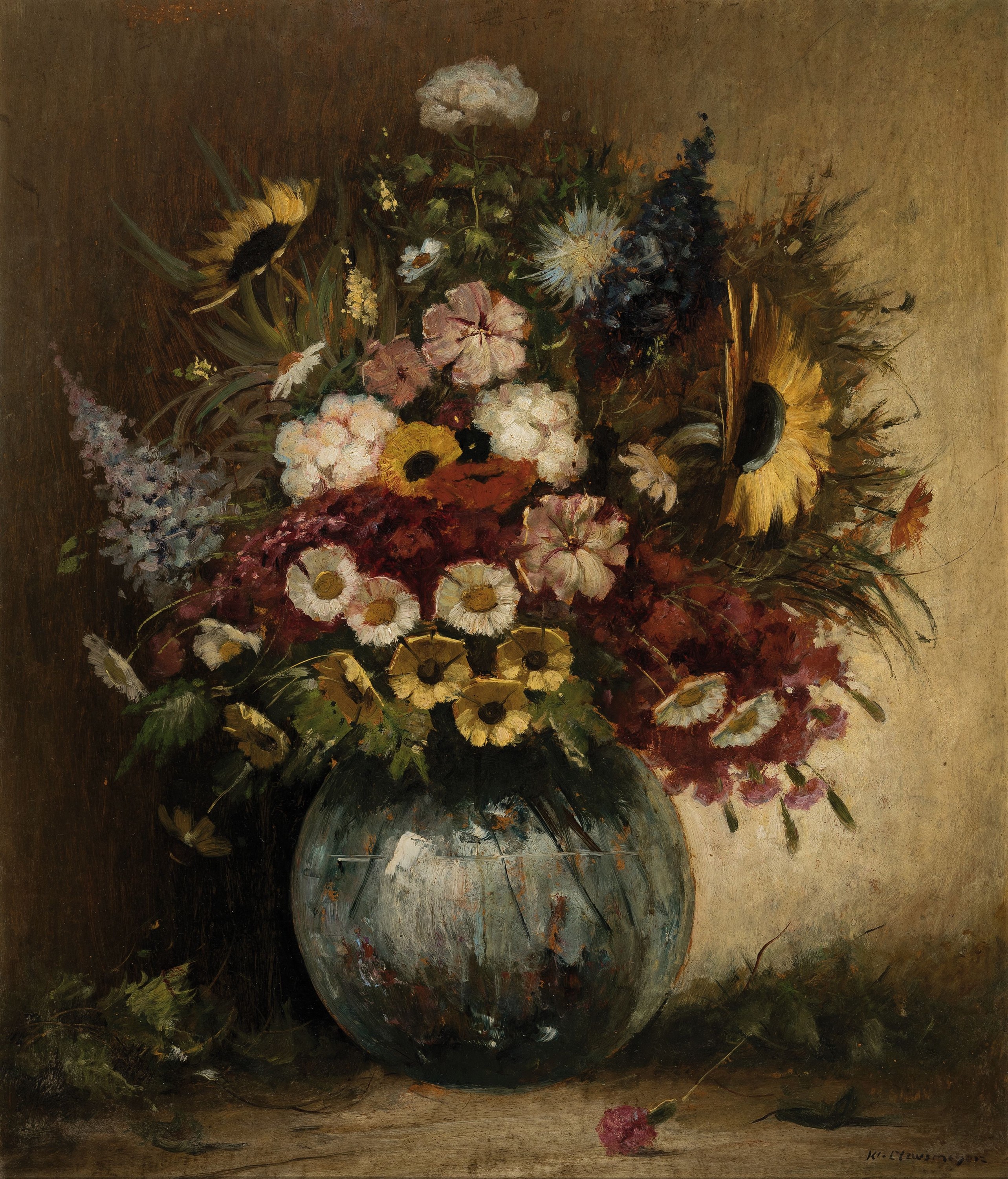 Klaus Clausmeyer, 1887-1968, Stillleben mit Sommerblumen, Öl/Hartfaser, rechts unten signiert, ca. 70x60cm, R. ca. 80x70cm