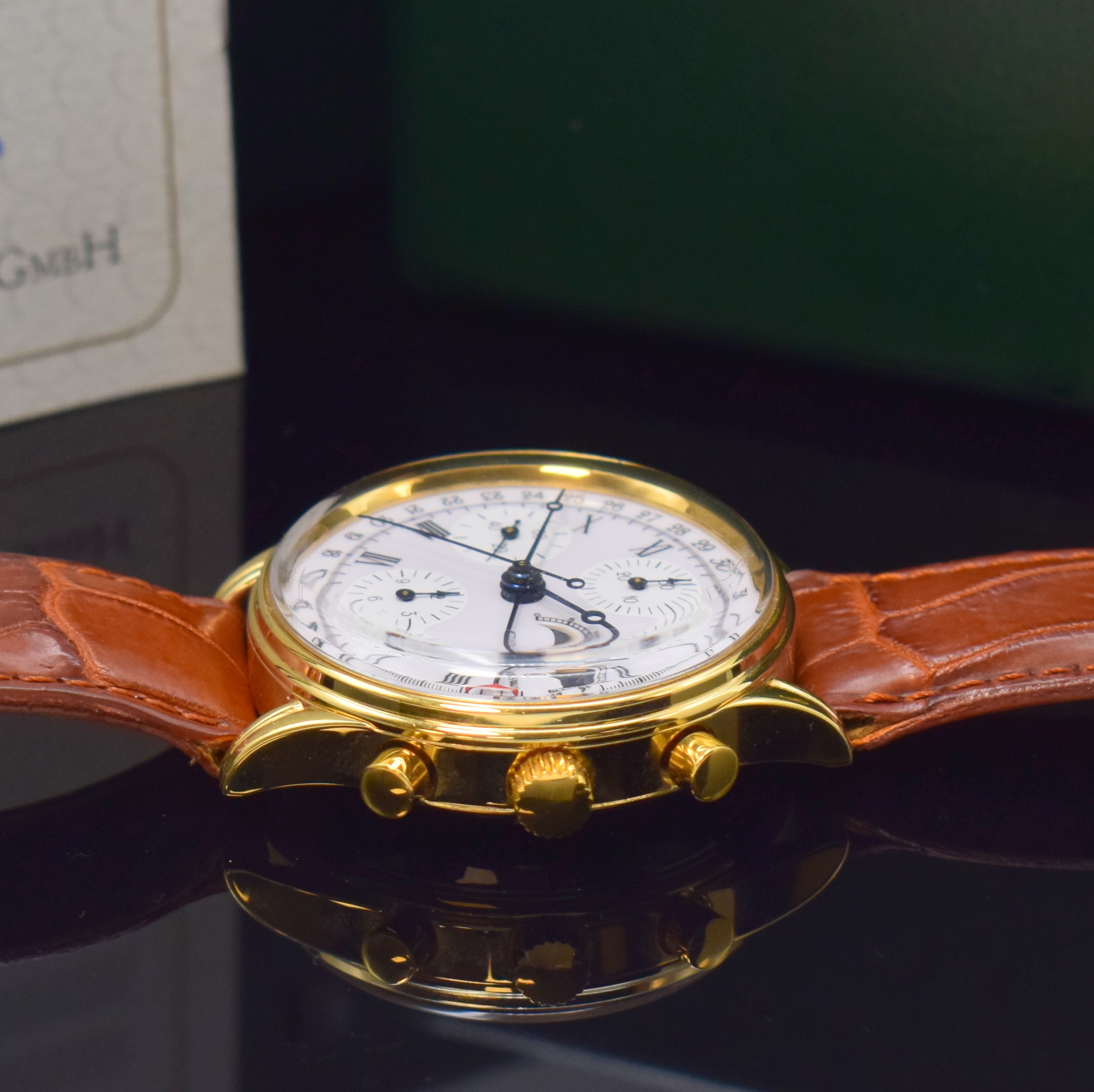 Detail b: CHRONOSWISS Armbandchronograph mit Mondphase und Datum Referenz CH77951EM, Schweiz lt. orig. Pap. verk. 1997, Automatik, verg. Geh. m. verschr. ...
