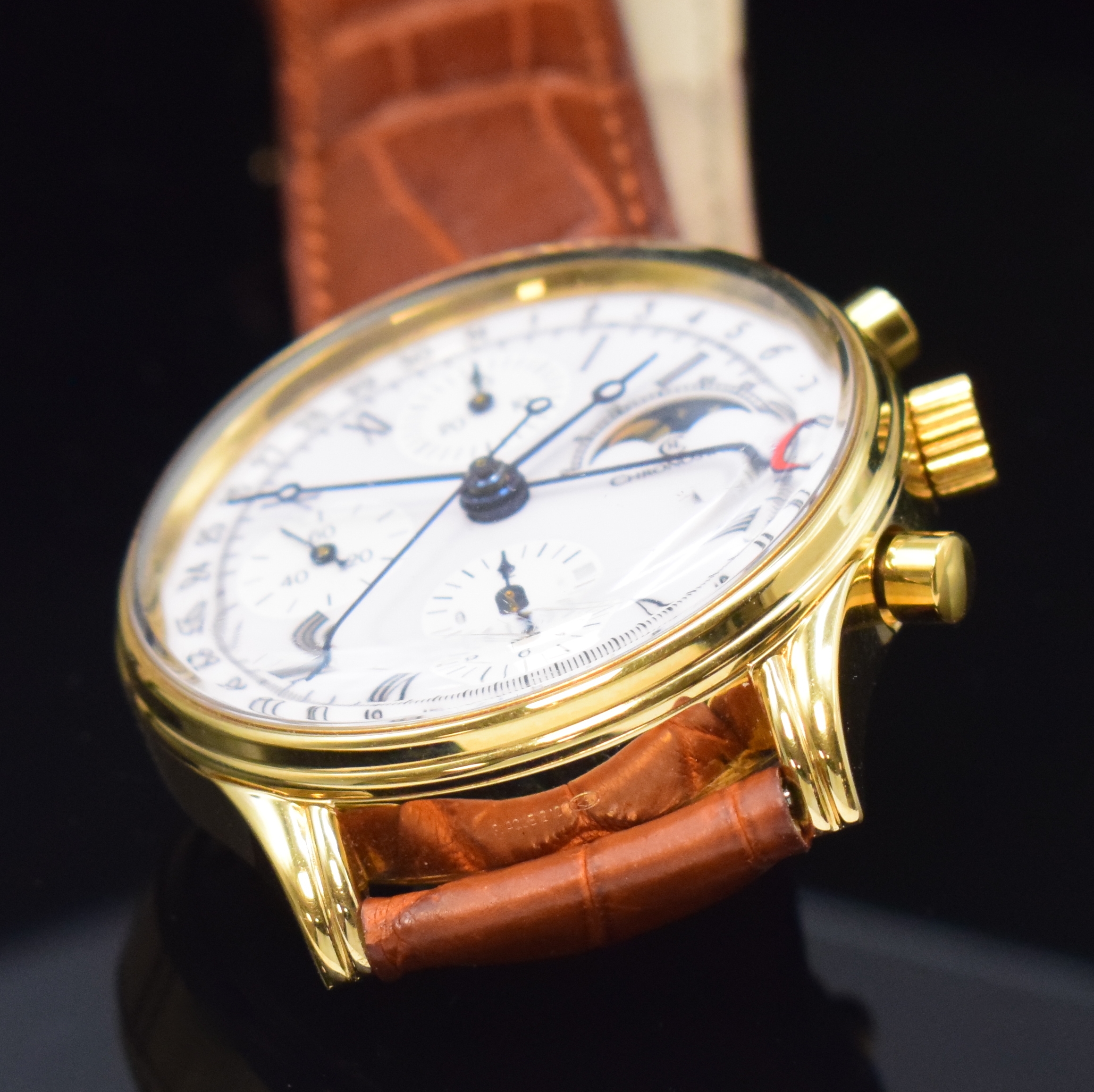 Detail c: CHRONOSWISS Armbandchronograph mit Mondphase und Datum Referenz CH77951EM, Schweiz lt. orig. Pap. verk. 1997, Automatik, verg. Geh. m. verschr. ...