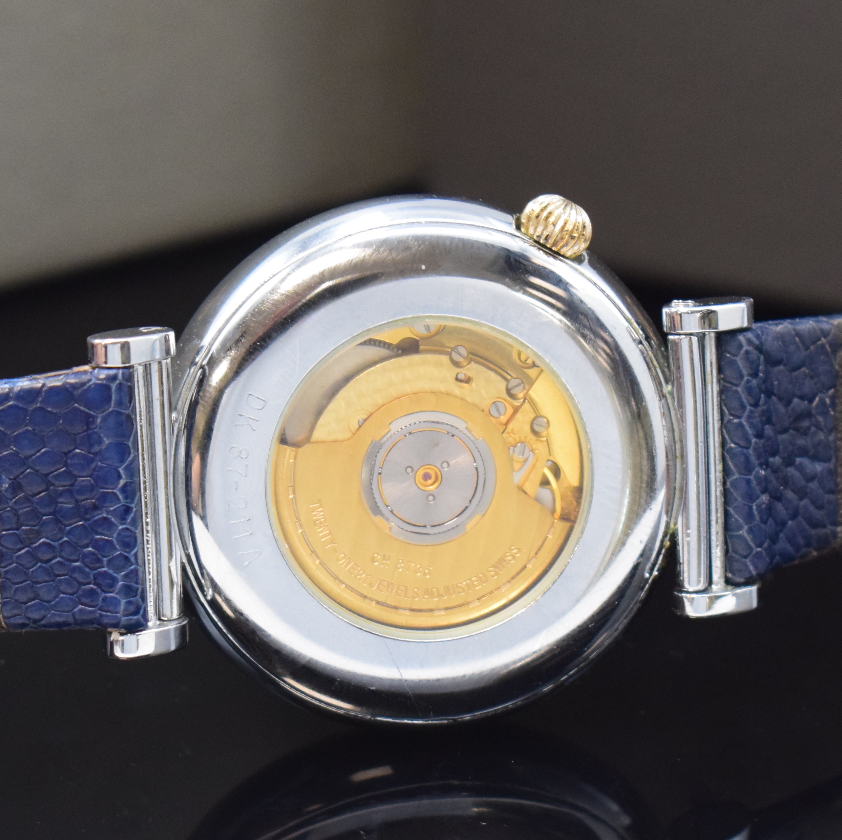 Detail c: CHRONOSWISS Armbanduhr mit 5-Minuten- Repetition Referenz DK87-211A, Schweiz um 1995, Automatik, verchr., beids. vergl. Geh., Repetitions-Drücker b. ...