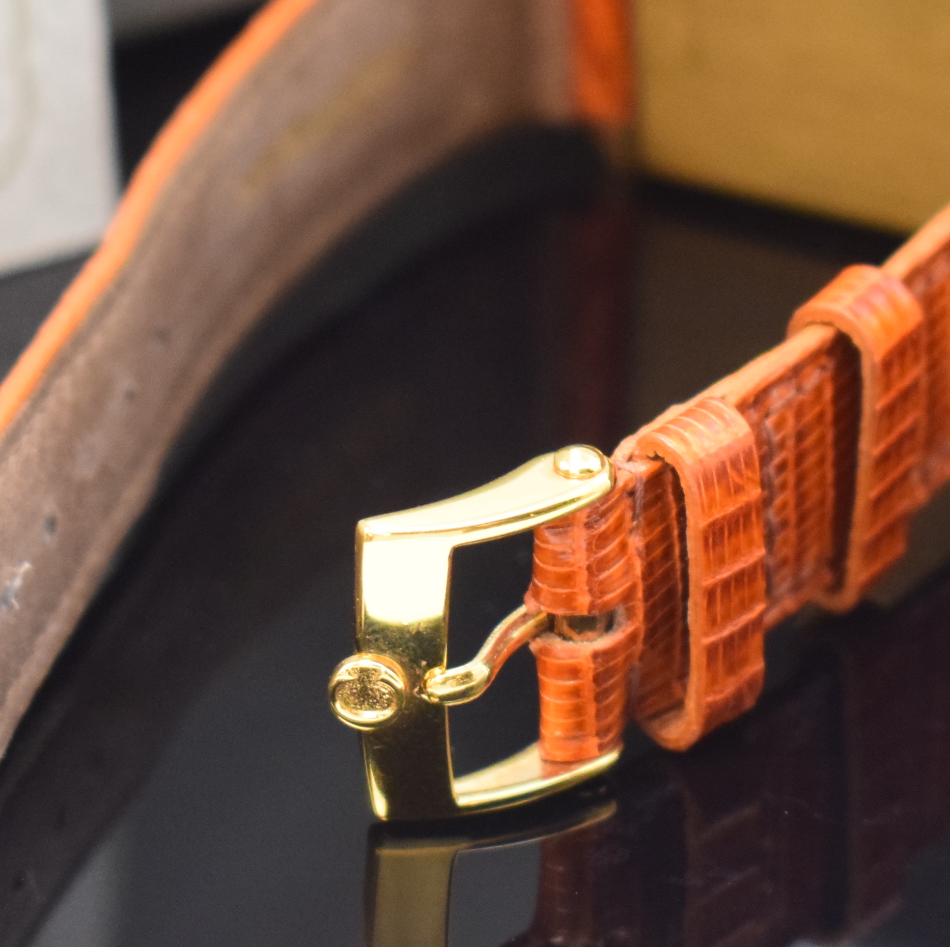 Detail b: CHRONOSWISS rechteckige Armbanduhr mit Vollkalender und Mondphase Referenz 70170, Schweiz lt. orig. Papier verk. 1996, Handaufzug, verg., 2-tlg. ...
