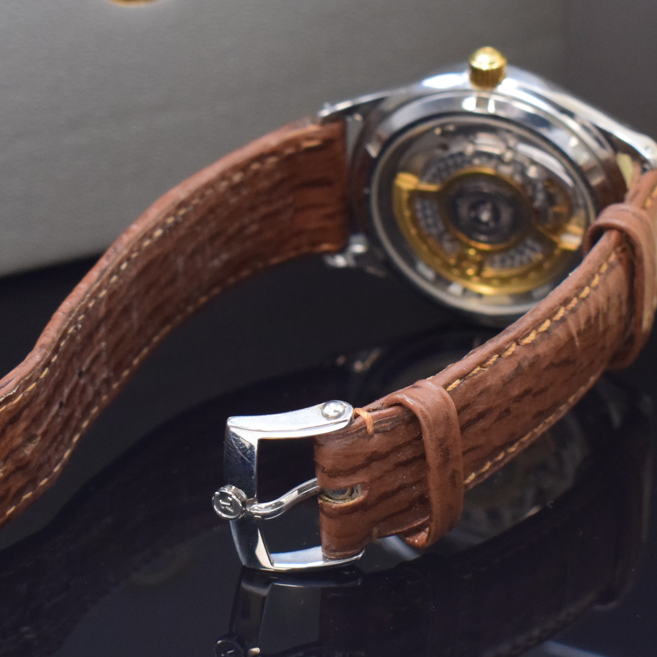 Detail b: CHRONOSWISS Pacific Armbanduhr in Stahl/Gold Referenz CH2814, Schweiz lt. orig. Pap. verk. 1996, Automatik, beids. vergl. Geh., Boden u. Krone ...