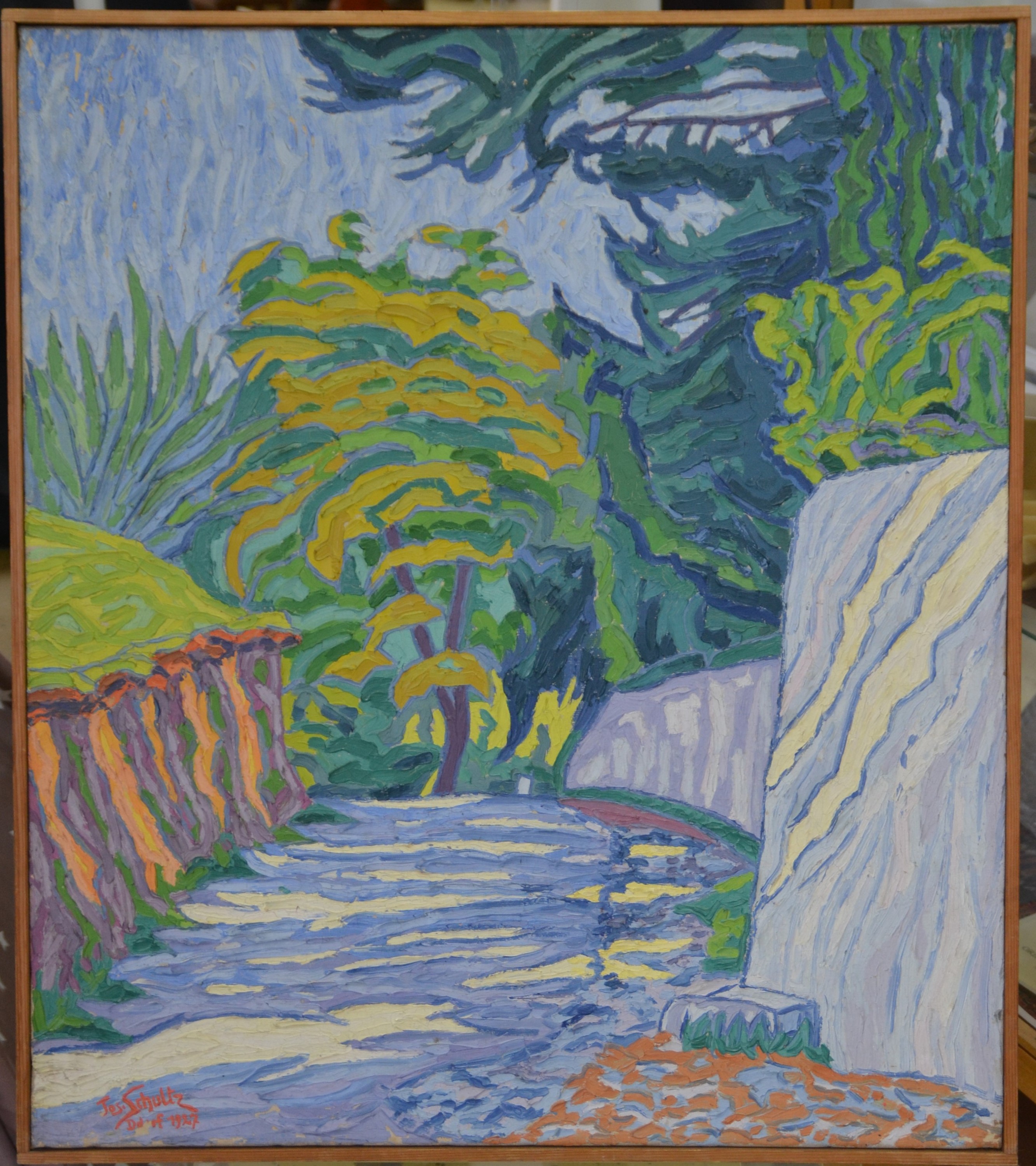 Detail a: Josef Schultz, 1892-1972 Düsseldorf, "bei San Materno" so rückseitig betitelt, links unten signiert und datiert 1927, expressiv ...