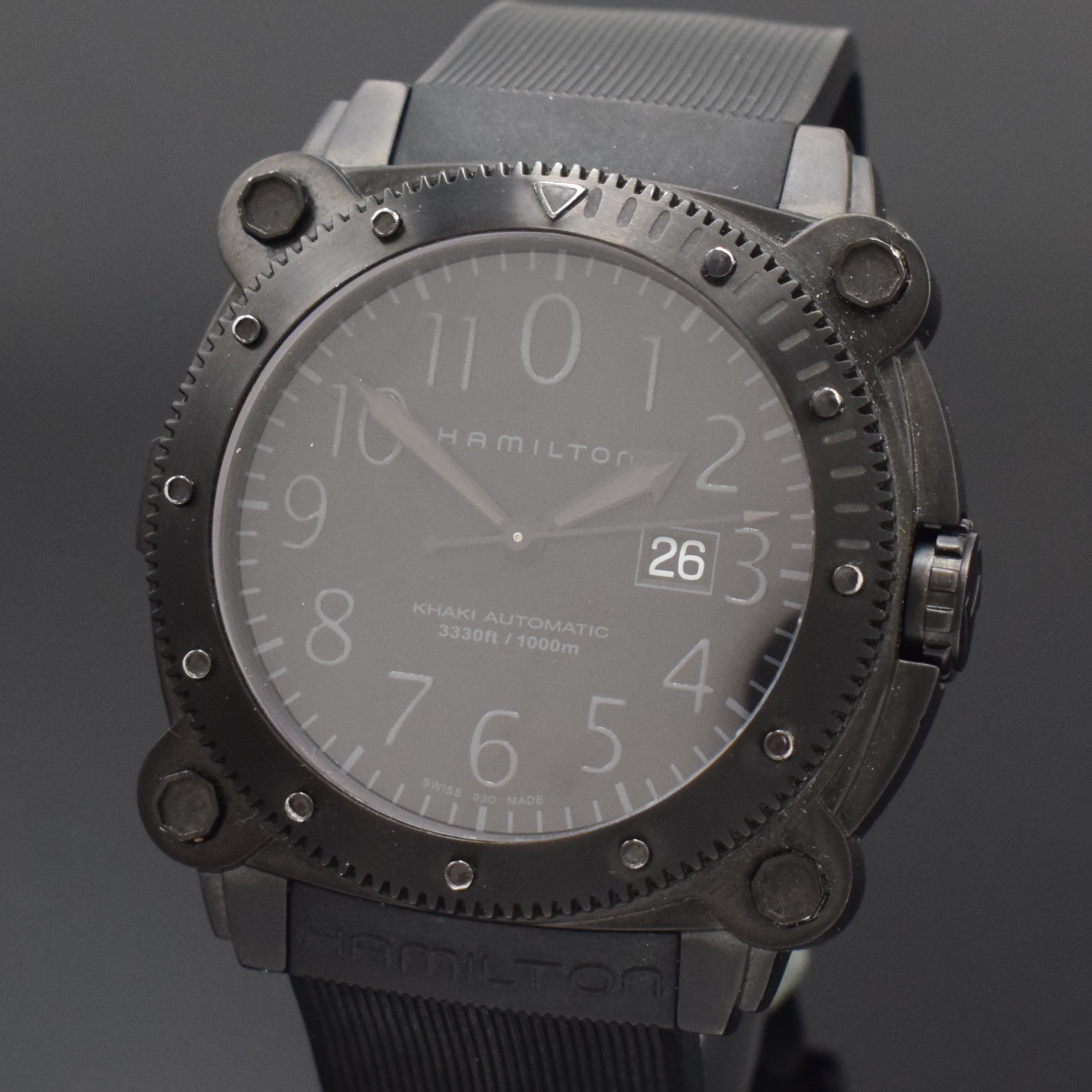 Detail a: HAMILTON Herrenarmbanduhr Khaki Navy Below Zero Referenz H785850, Automatik, Schweiz um 2015, PVD beschichtetes Edelstahlgeh. inkl. orig. ...