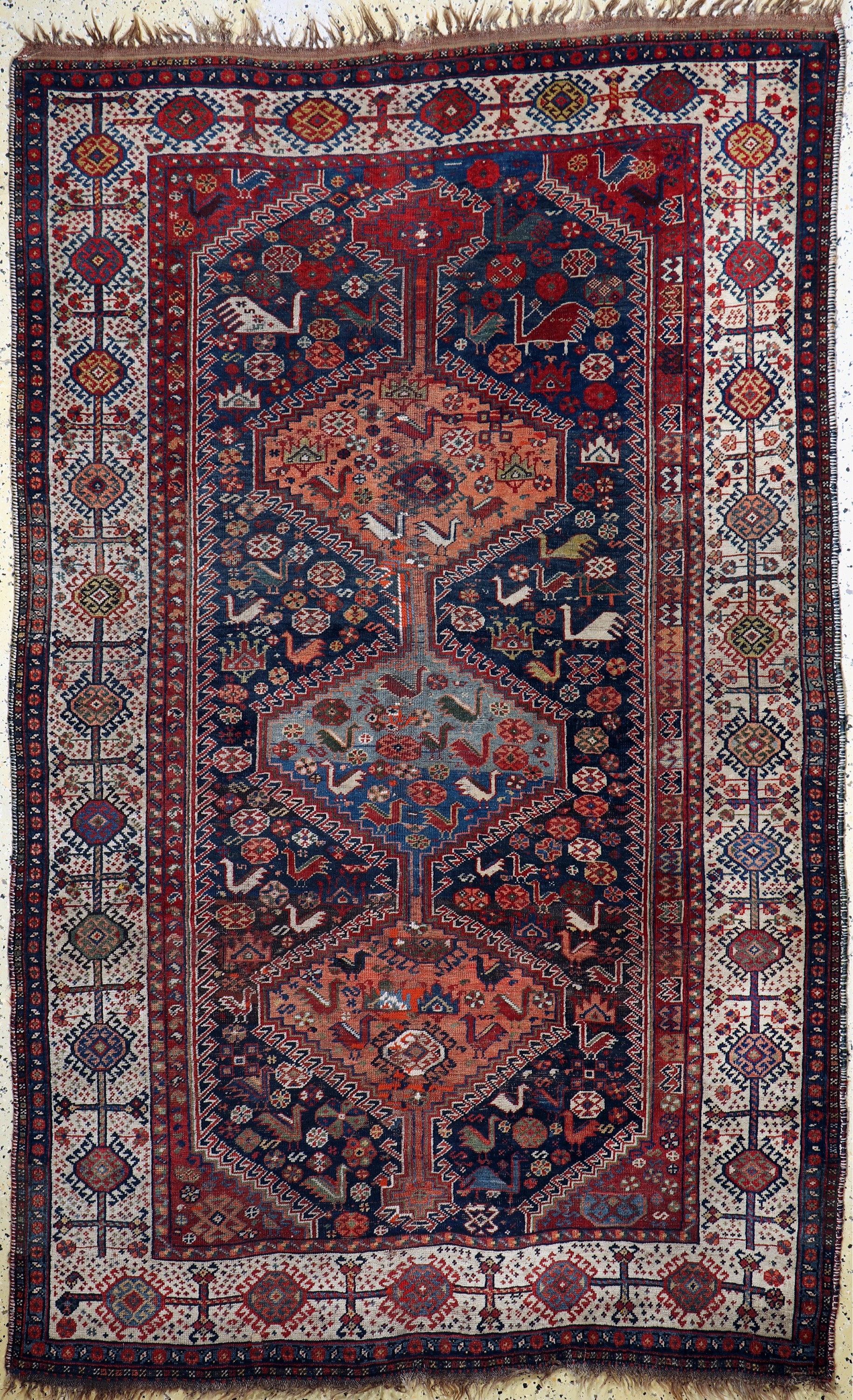 Ghaschgai antik, Persien, 19.Jhd, Wolle aufWolle, ca. 242 x 150 cm, EHZ: 3