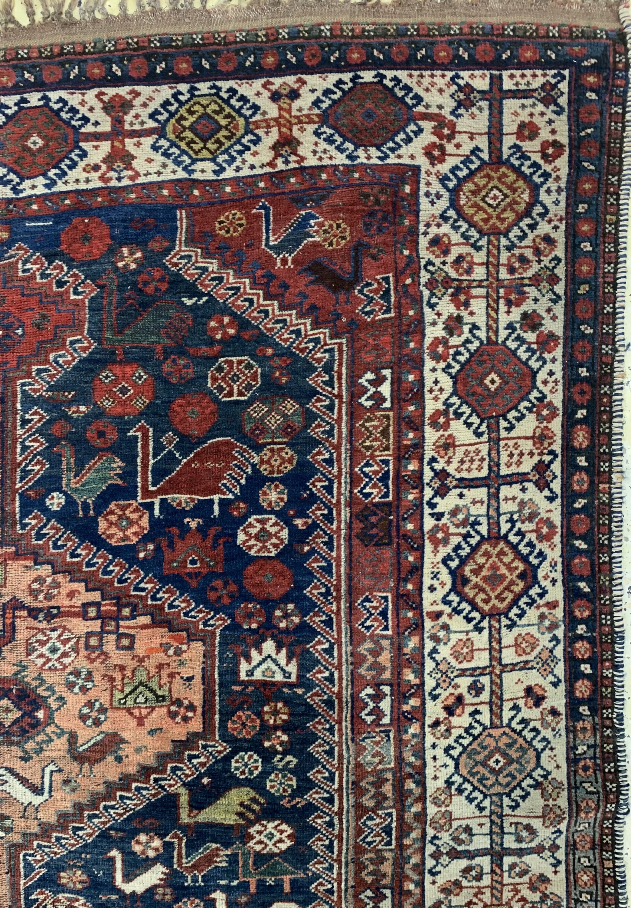 Detail e: Ghaschgai antik, Persien, 19.Jhd, Wolle aufWolle, ca. 242 x 150 cm, EHZ: 3