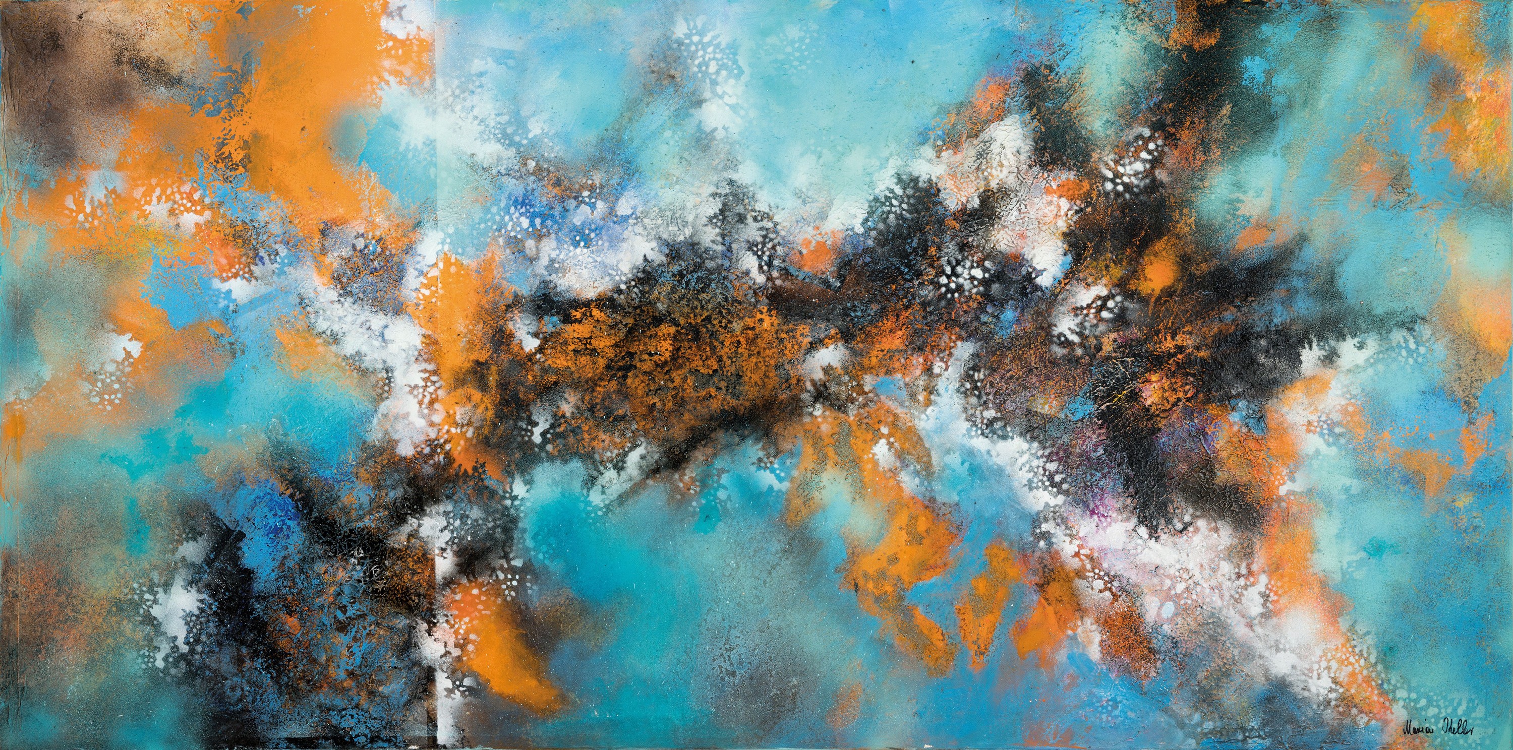 Marion Keller, geb. 1963 Eschwege, Deep, Mischtechnik auf Lwd, sign., ca. 70x140 cm, mit Echtheitszertifikat