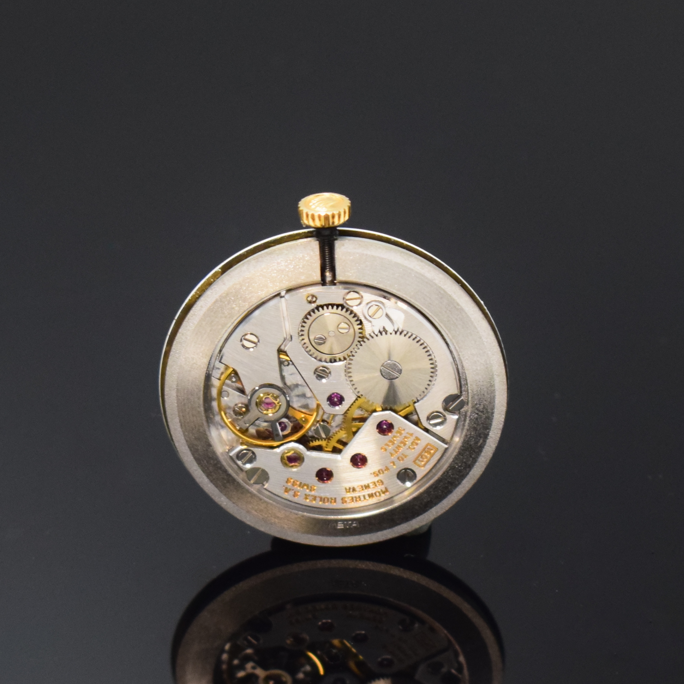 Detail f: ROLEX Herrenarmbanduhr Serie Cellini in GG 750/000 Referenz 4133, Handaufzug, Schweiz um 1993, Lederband m. orig. GG 750/000 Dornschl., Boden ...