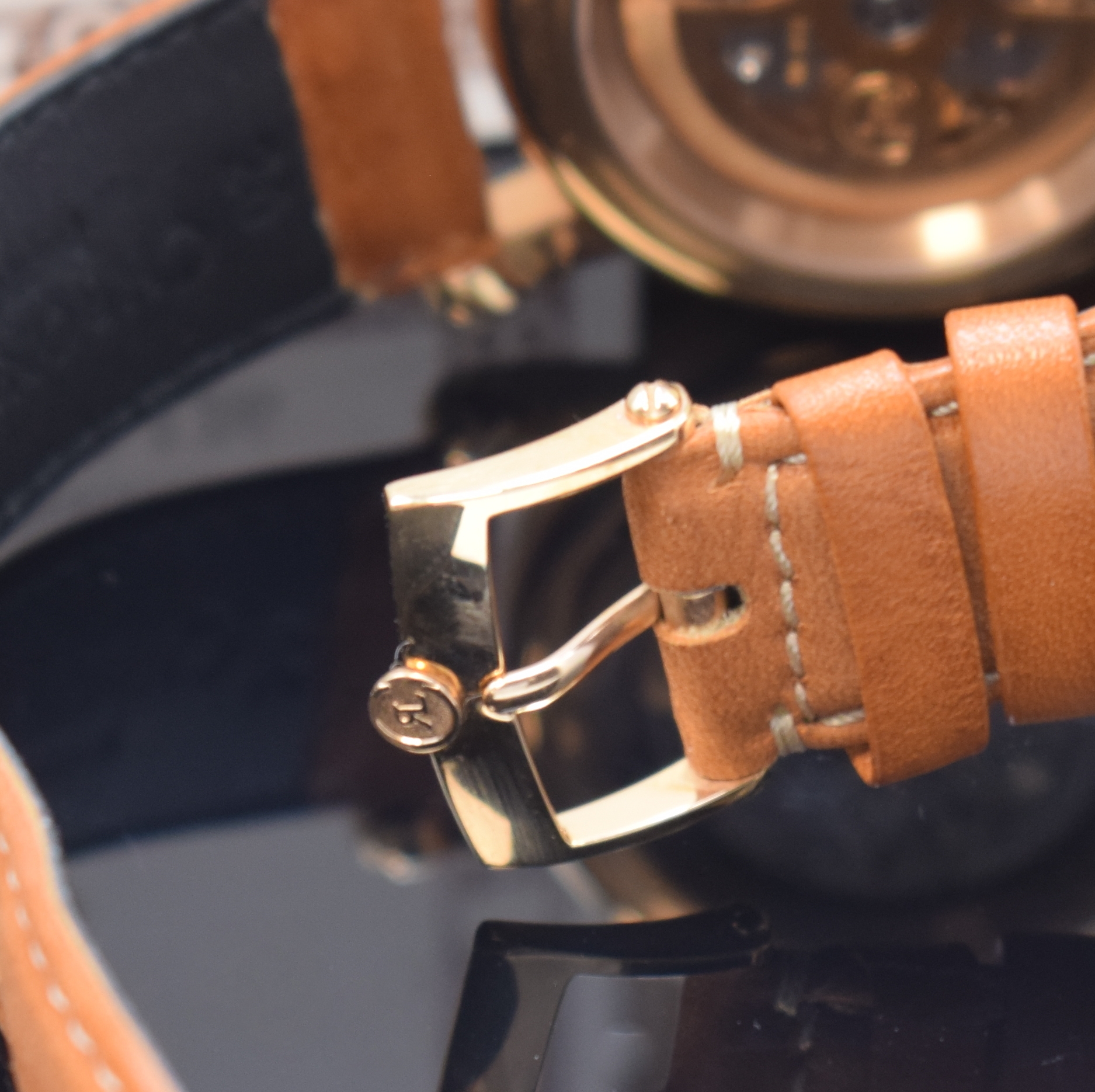 Detail b: CHRONOSWISS feine und seltene Herrenarmbanduhr Repetition ? Quarts Referenz CH 1641 R, Automatik, massiv RG 750/000 inkl. orig. Lederband m. orig. ...