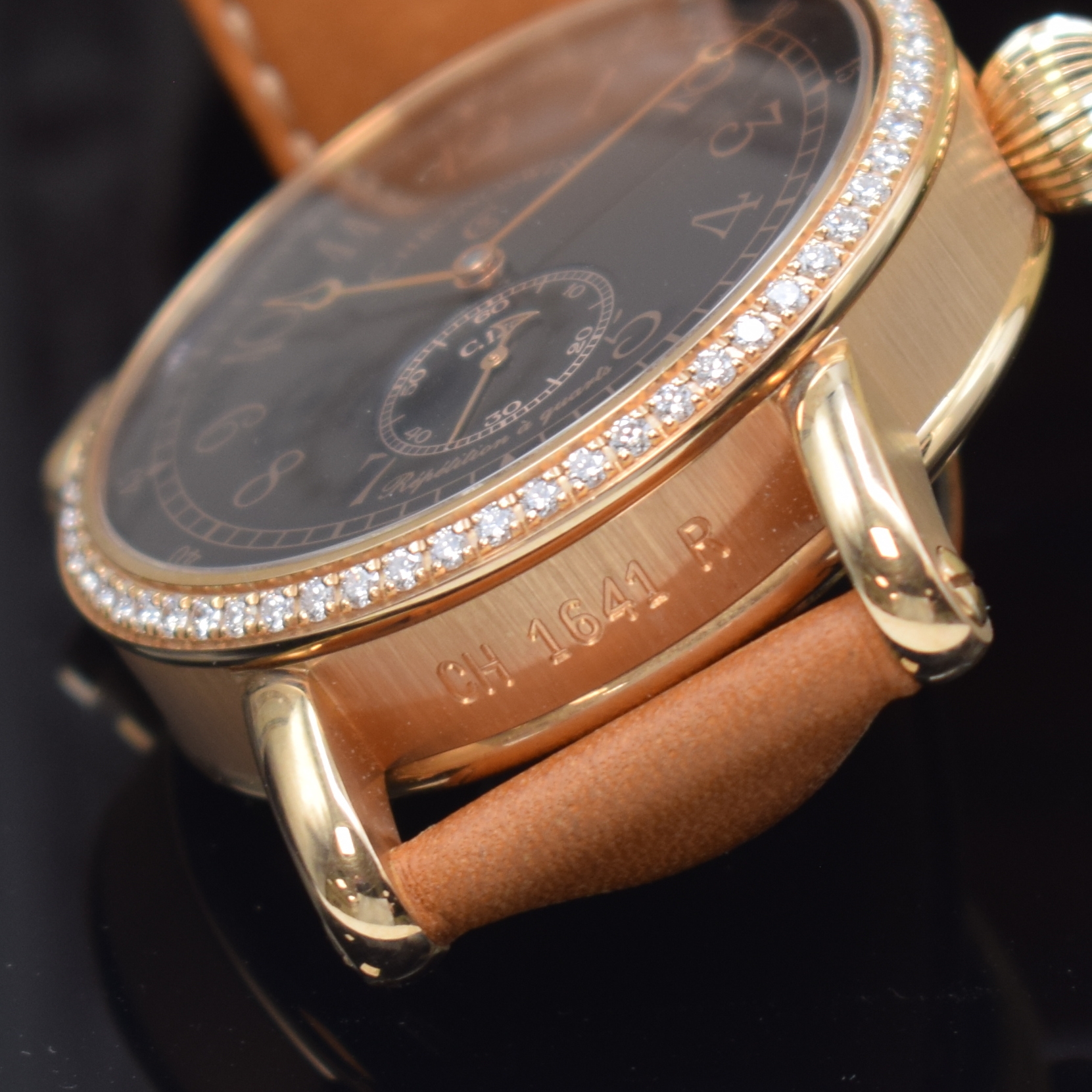 Detail d: CHRONOSWISS feine und seltene Herrenarmbanduhr Repetition ? Quarts Referenz CH 1641 R, Automatik, massiv RG 750/000 inkl. orig. Lederband m. orig. ...