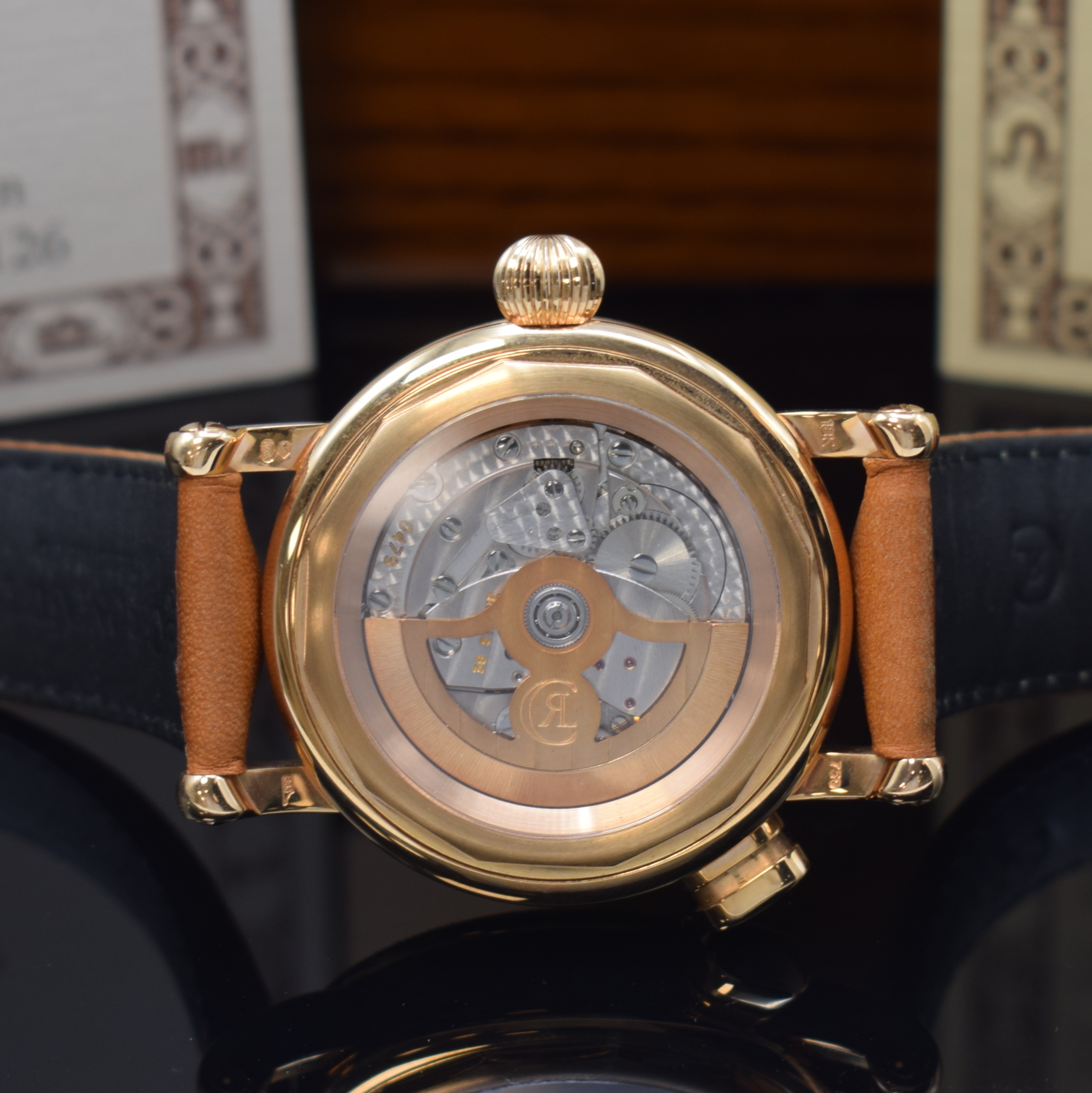 Detail e: CHRONOSWISS feine und seltene Herrenarmbanduhr Repetition ? Quarts Referenz CH 1641 R, Automatik, massiv RG 750/000 inkl. orig. Lederband m. orig. ...