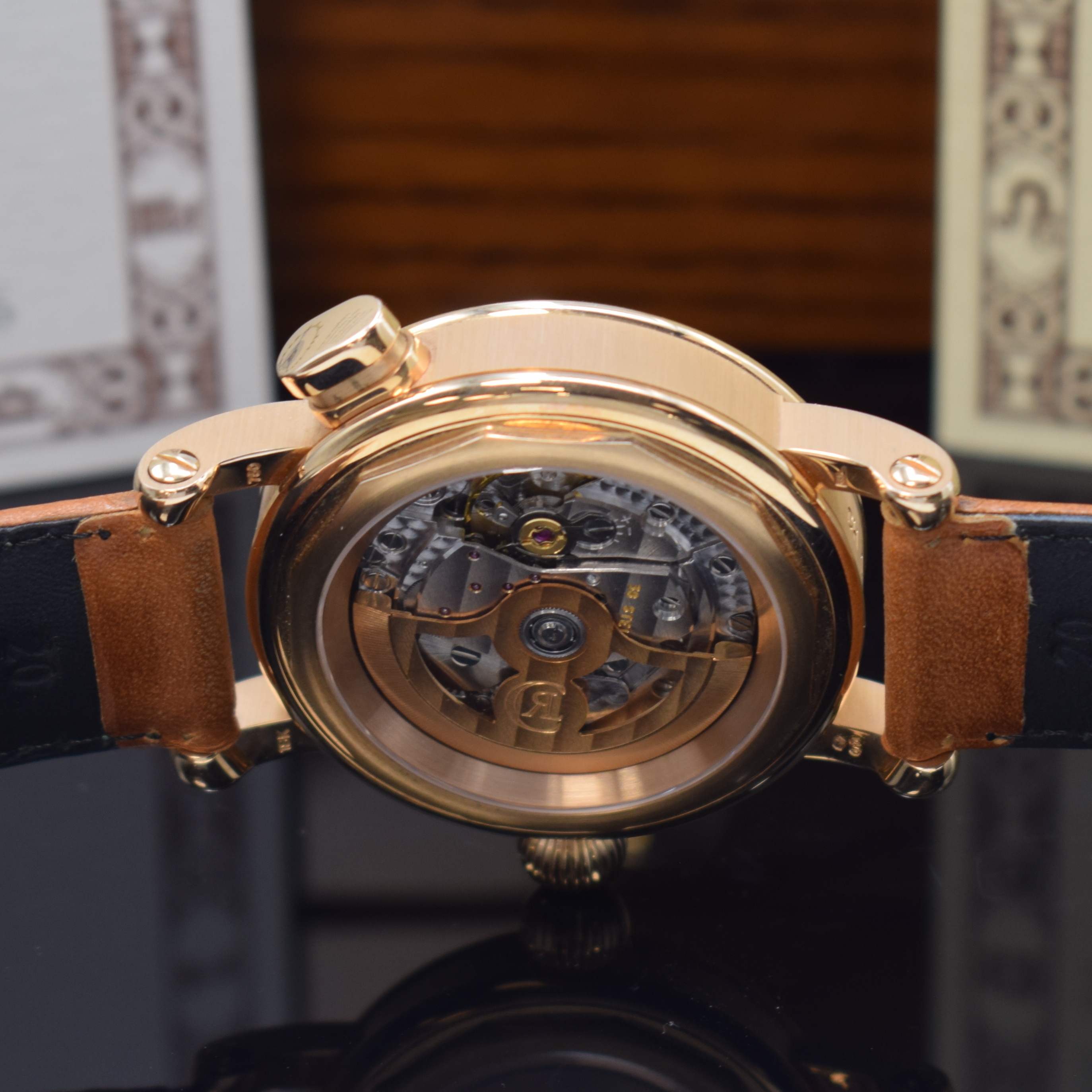 Detail f: CHRONOSWISS feine und seltene Herrenarmbanduhr Repetition ? Quarts Referenz CH 1641 R, Automatik, massiv RG 750/000 inkl. orig. Lederband m. orig. ...