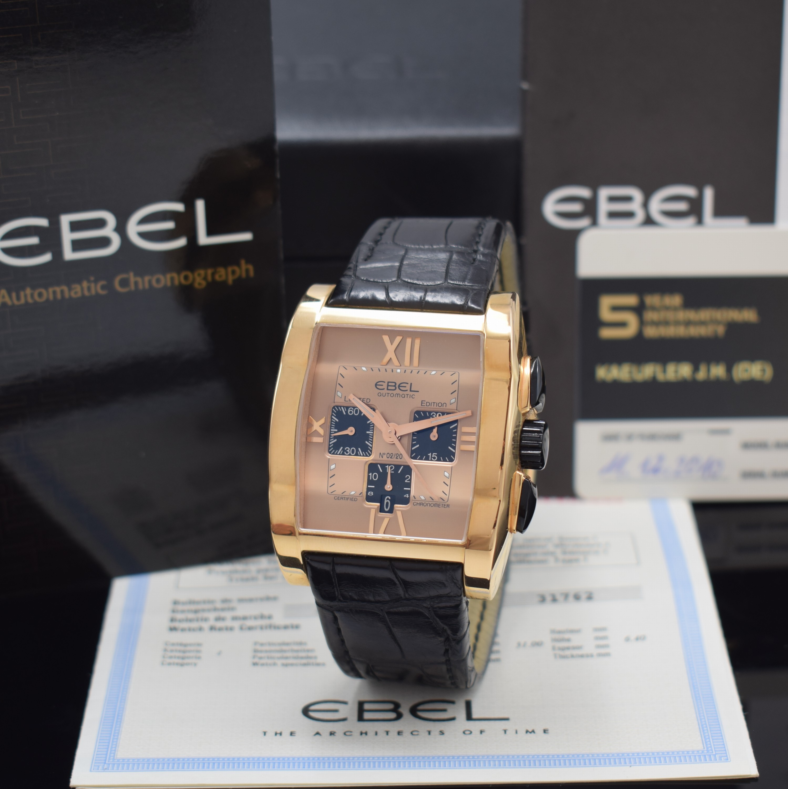 EBEL seltener, auf 20 Stück limitierter Armbandchronograph Tarawa in RG 750/000 Referenz 5137J40, Automatik, massives Geh. beids. vergl., Boden ...