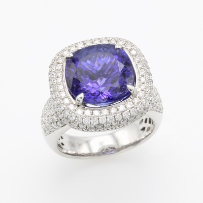 Image Ring mit Tansanit und Brillanten, WG 750/000, Tansanit v. sehr schöner Farbe im ...