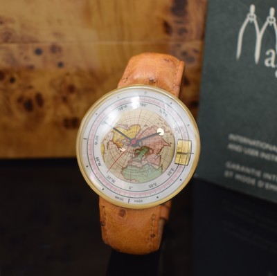 Image MAGELLAN very rare 18k yellow gold gents wristwatch "1521" Northern Hemisphere, ...