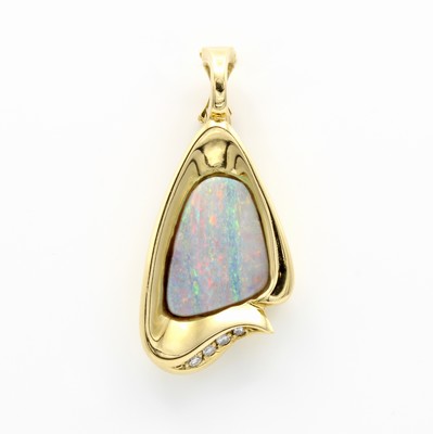 Image Clipanhänger mit Boulderopal und Brillanten, GG 750/000, Boulderopal ca. 5 ct in ...