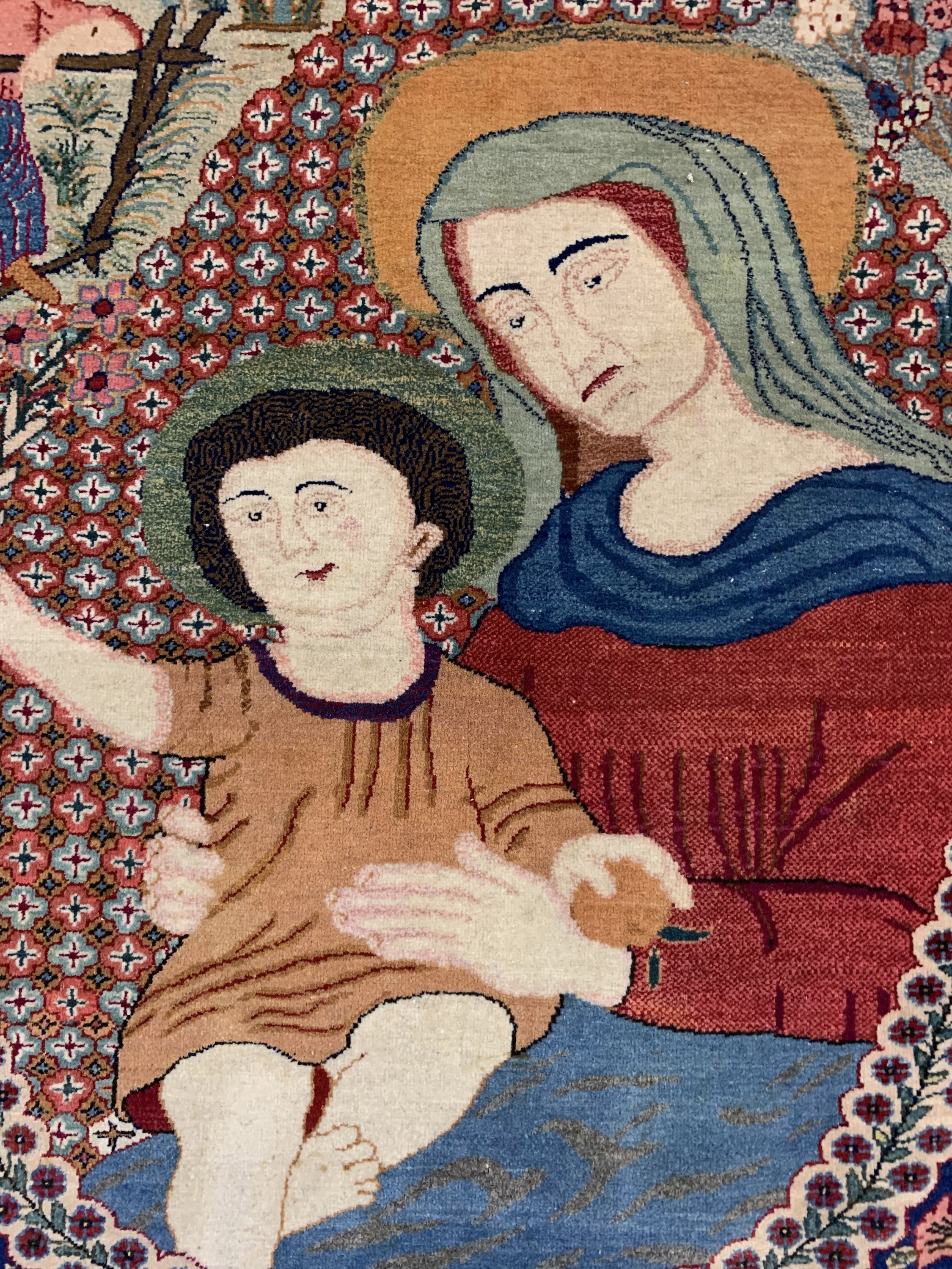 Detail a: Keschan"Maria mit Jesuskind", Persien, um 1920/1930, Wolle auf Baumwolle, ca. 83 x 76 cm, EHZ: 2