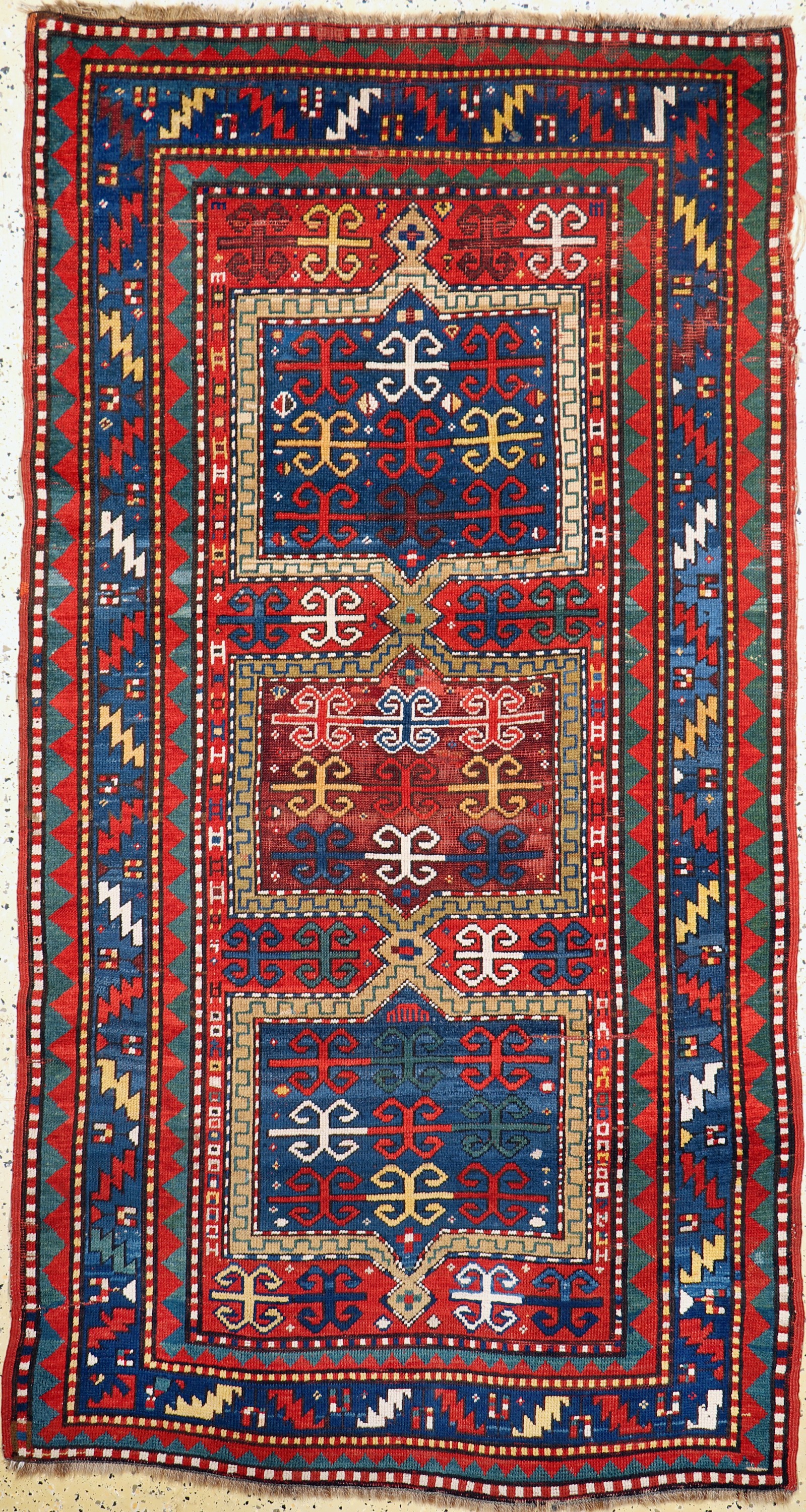 Antiker Kazak, Kaukasus, ca. im 1900 Jahre,Wolle auf Wolle, ca. 230 x 125 cm, EHZ: 3