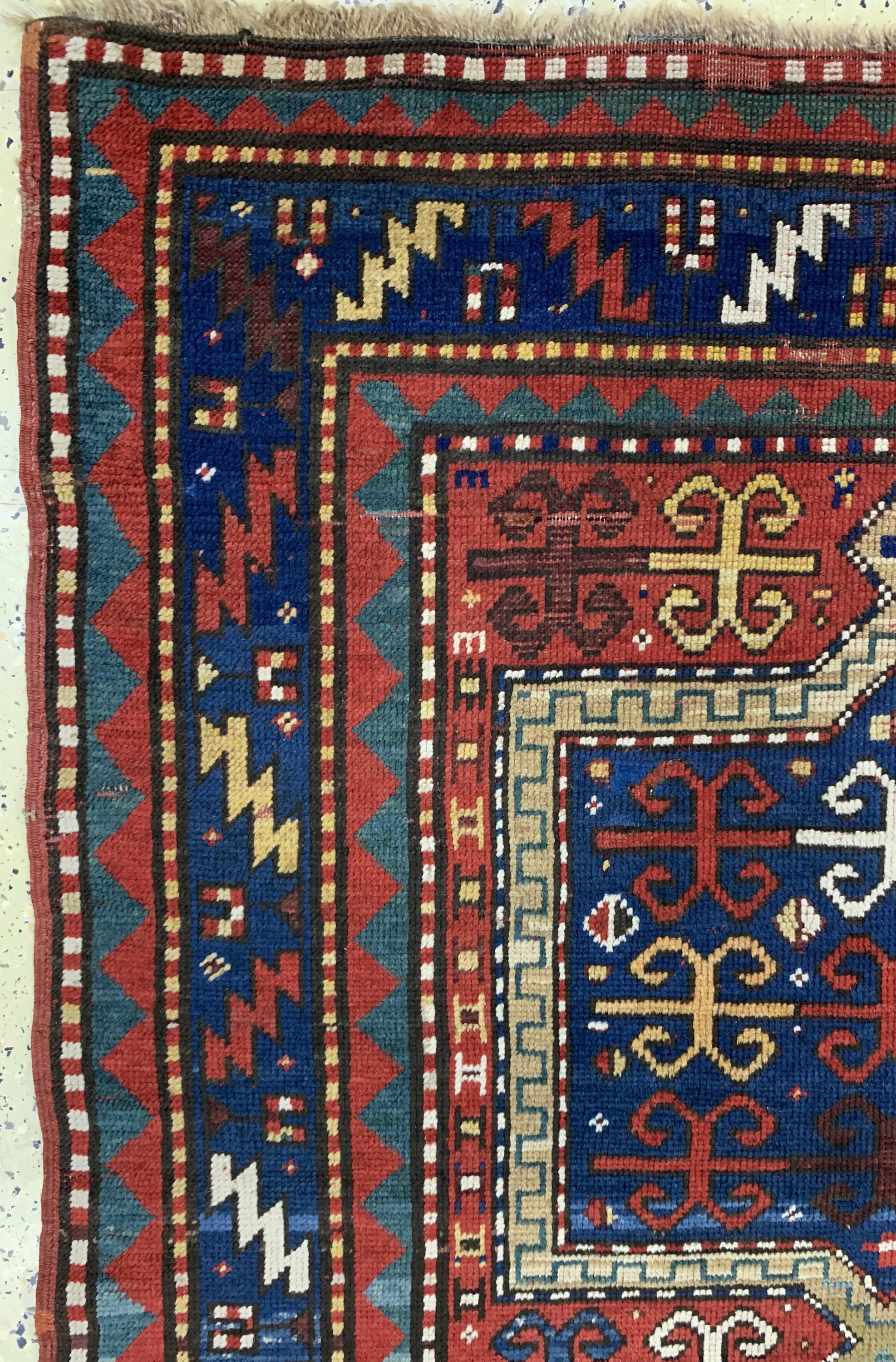 Detail d: Antiker Kazak, Kaukasus, ca. im 1900 Jahre,Wolle auf Wolle, ca. 230 x 125 cm, EHZ: 3
