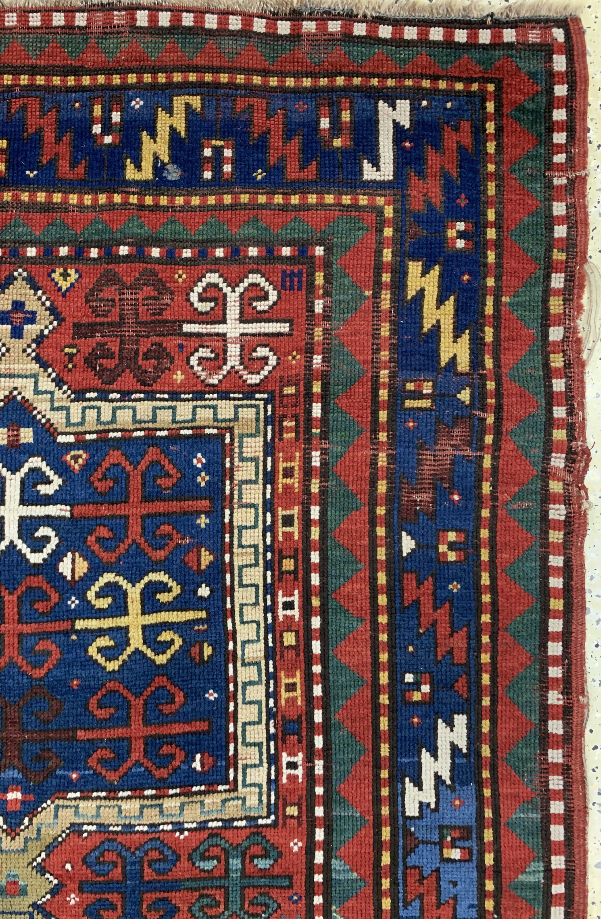 Detail e: Antiker Kazak, Kaukasus, ca. im 1900 Jahre,Wolle auf Wolle, ca. 230 x 125 cm, EHZ: 3