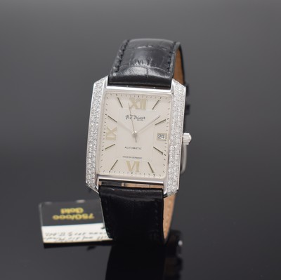 Image H. F. BAUER fine, 18k white gold and diamonds set wristwatch, self winding, ...