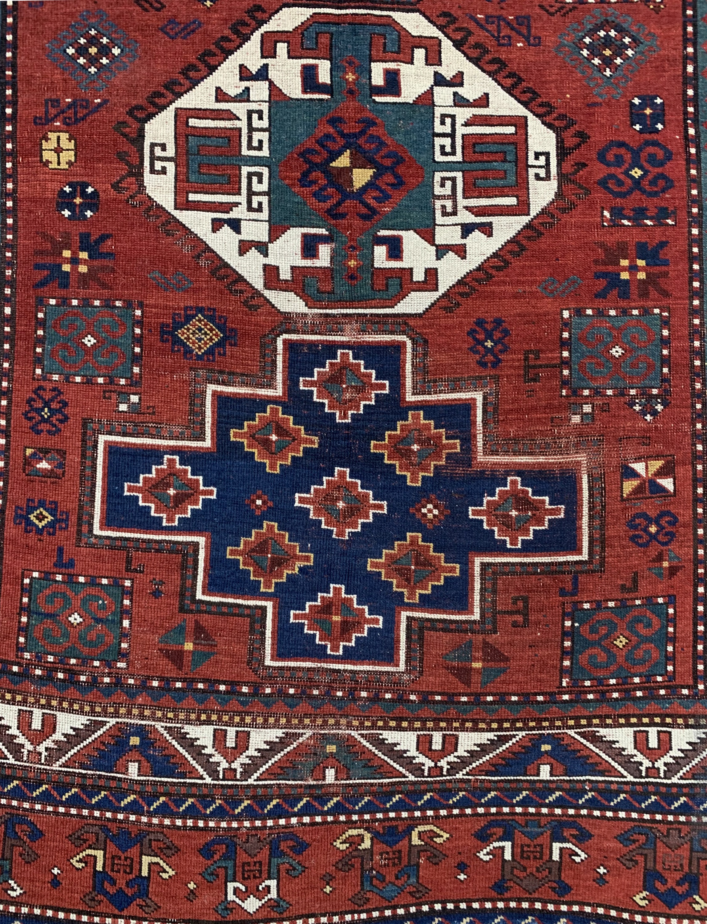 Detail b: "Lori-Pampak"Kazak antik, Kaukasus, um 1900, Wolle auf Wolle, ca. 215 x 192 cm, EHZ: 3