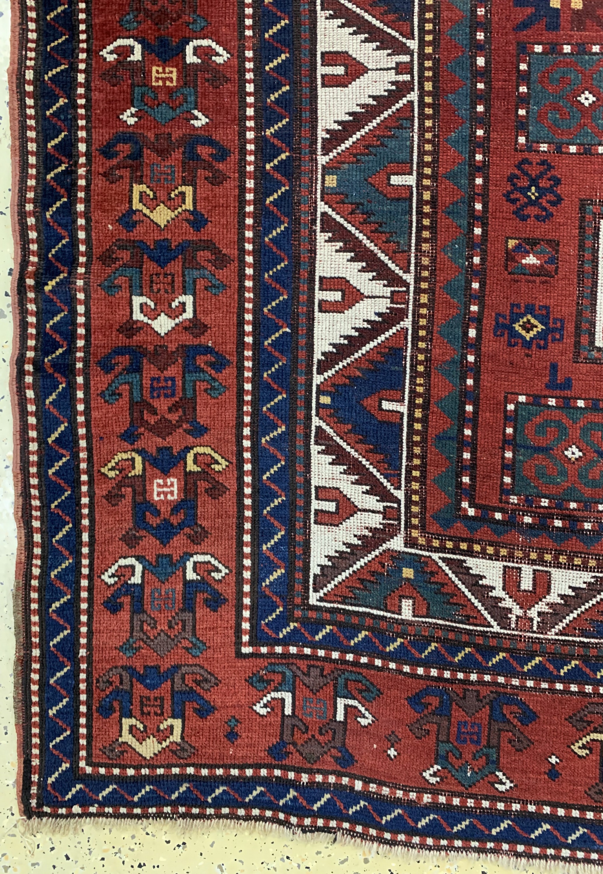 Detail c: "Lori-Pampak"Kazak antik, Kaukasus, um 1900, Wolle auf Wolle, ca. 215 x 192 cm, EHZ: 3
