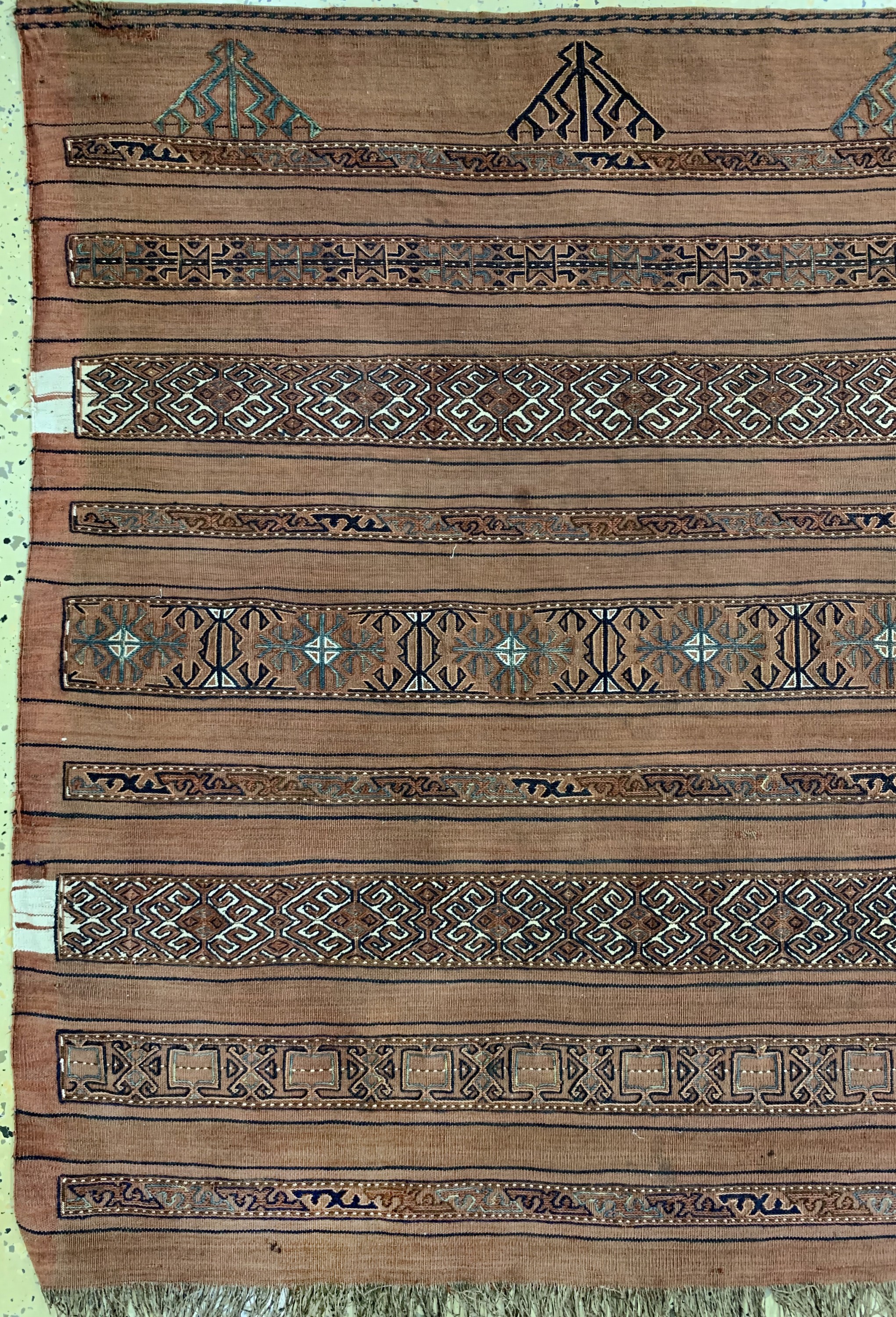Detail a: Sumakh Tschowalfront, Turkmenistan, um 1900, Wolle auf Wolle, ca. 160 x 115 cm, Reinigungsbedürftig, EHZ: 2