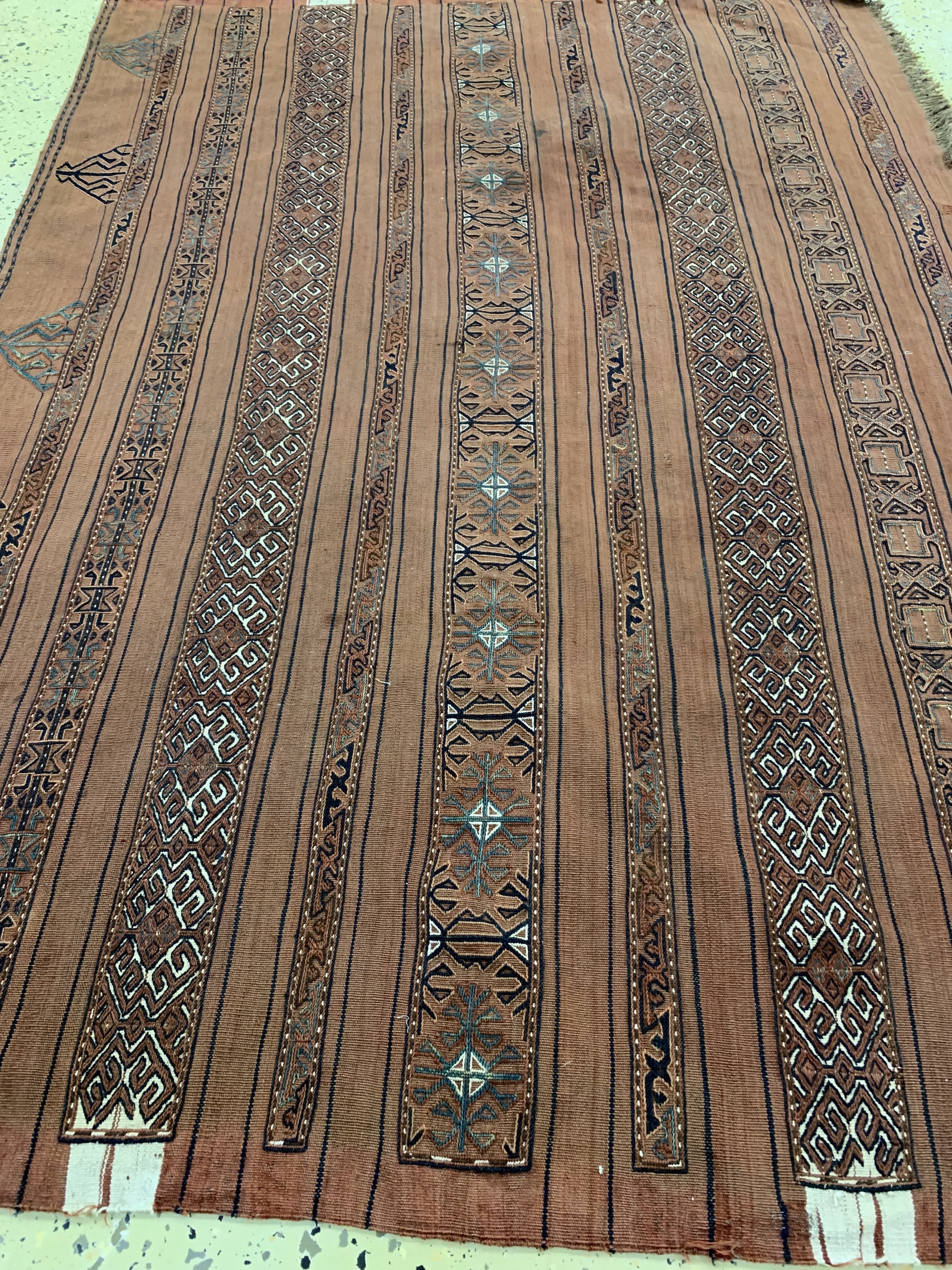 Detail d: Sumakh Tschowalfront, Turkmenistan, um 1900, Wolle auf Wolle, ca. 160 x 115 cm, Reinigungsbedürftig, EHZ: 2