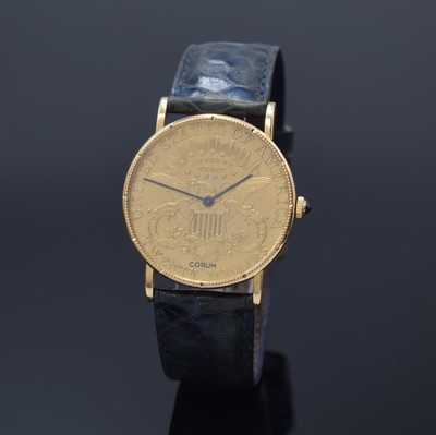 Image CORUM Twenty Dollars 1892 Herrenarmbanduhr sog. Coinwatch, Schweiz um 1980, Handaufzug, ...