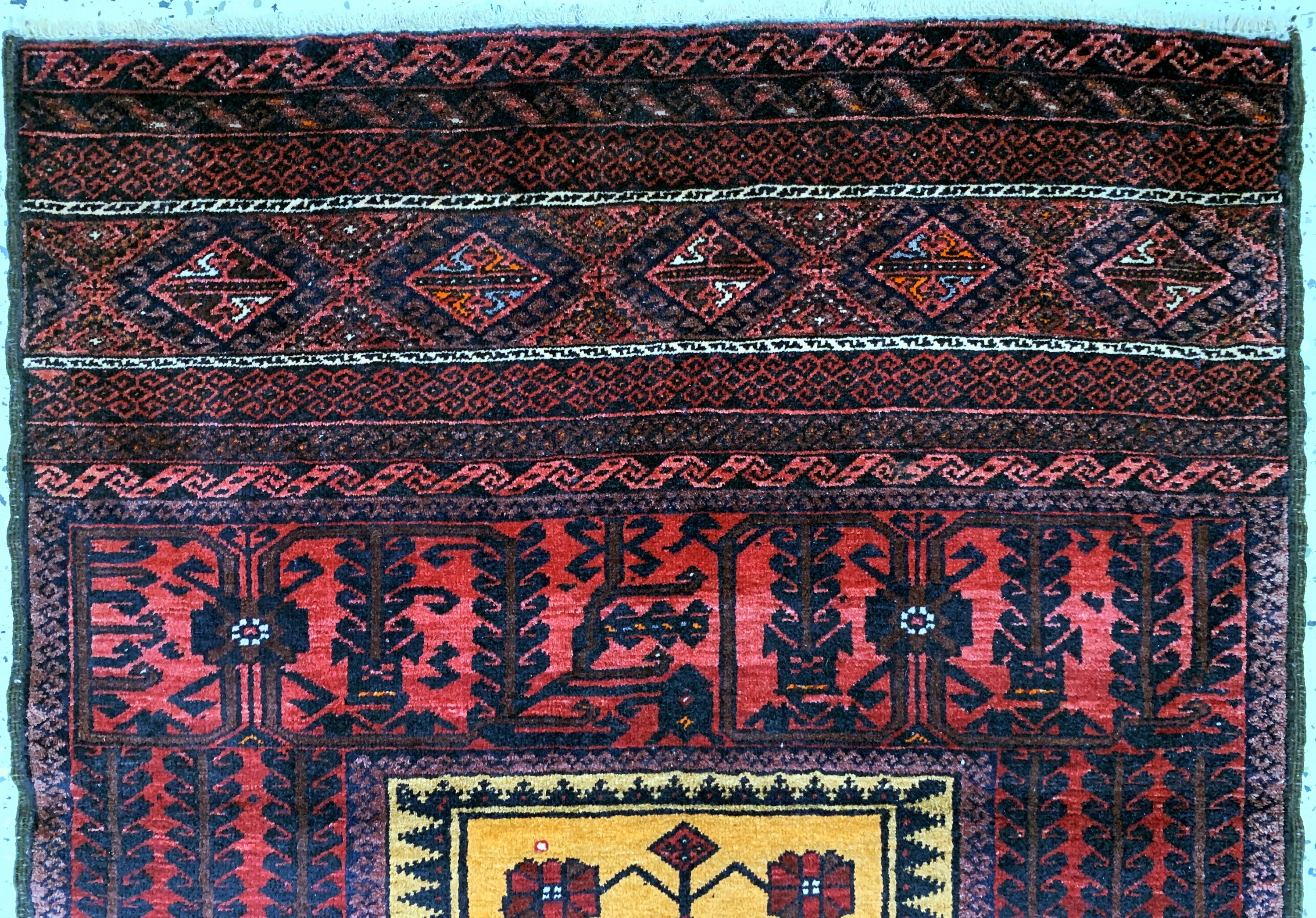 Detail a: Belutsch, Persien, datiert 1970, Wolle auf Baumwolle, ca. 182 x 95 cm, EHZ: 1-2