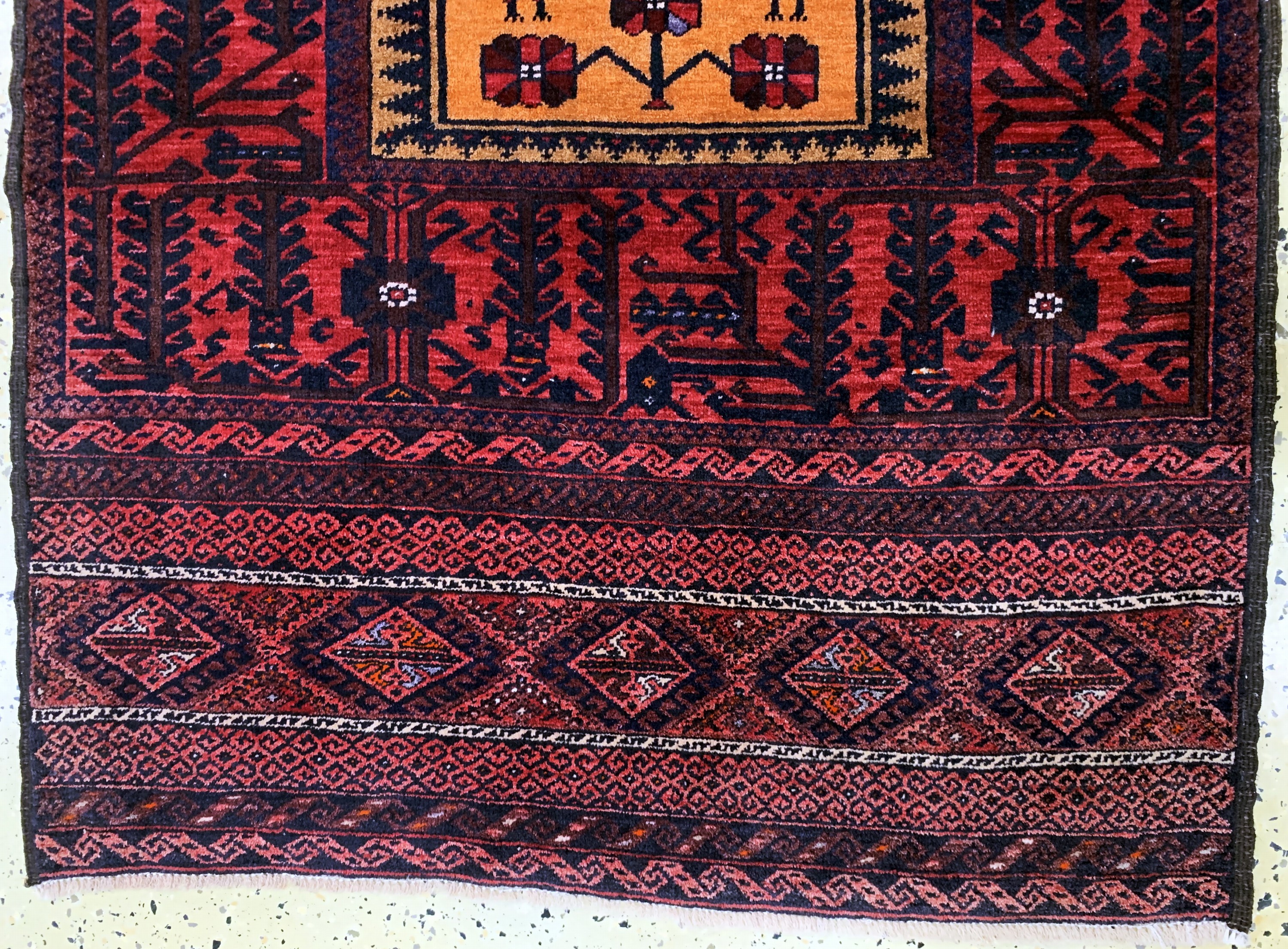 Detail b: Belutsch, Persien, datiert 1970, Wolle auf Baumwolle, ca. 182 x 95 cm, EHZ: 1-2