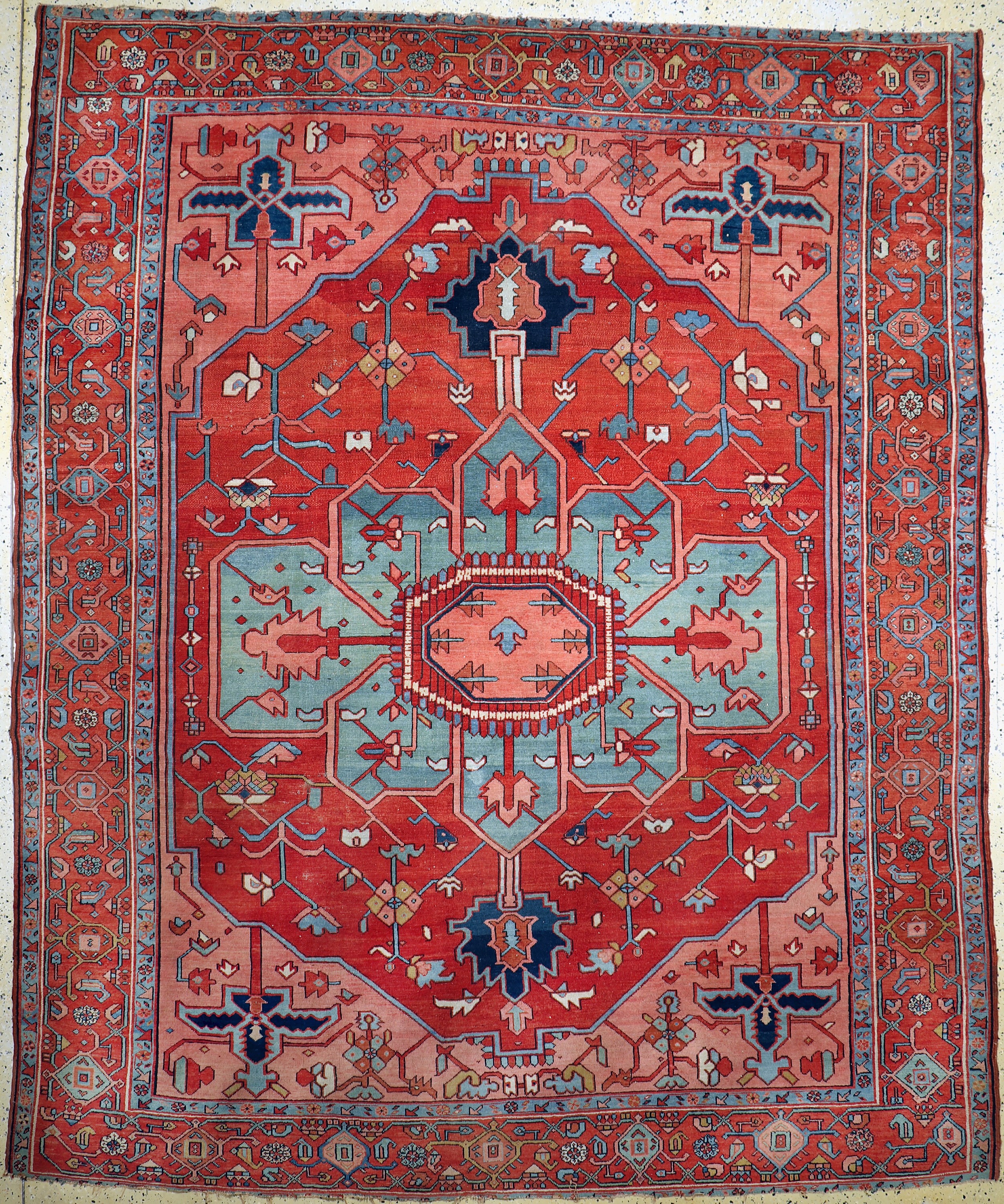 Heriz "Serpi"antik, Persien, 19.Jhd, Wolle auf Baumwolle, ca. 340 x 285 cm, minimal verkürzt, EHZ: 3