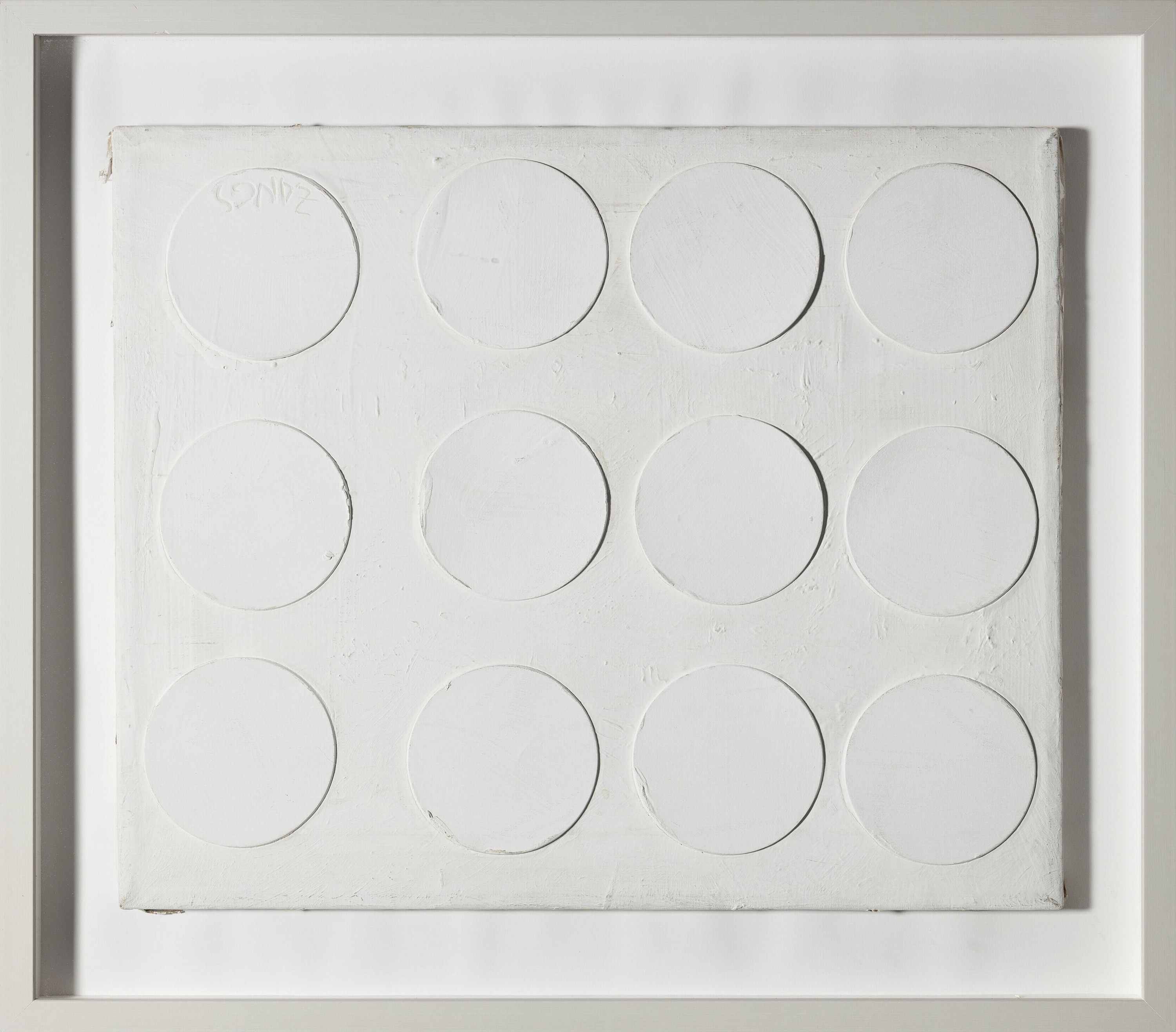 Detail k: Herbert Zangs, 1924-2003 Krefeld, Objektverweißung Bierdeckel, Acryl/Bierdeckel/Lwd, rechts unten signiert Zangs, rückseitig sign. H.Zangs, ca. ...