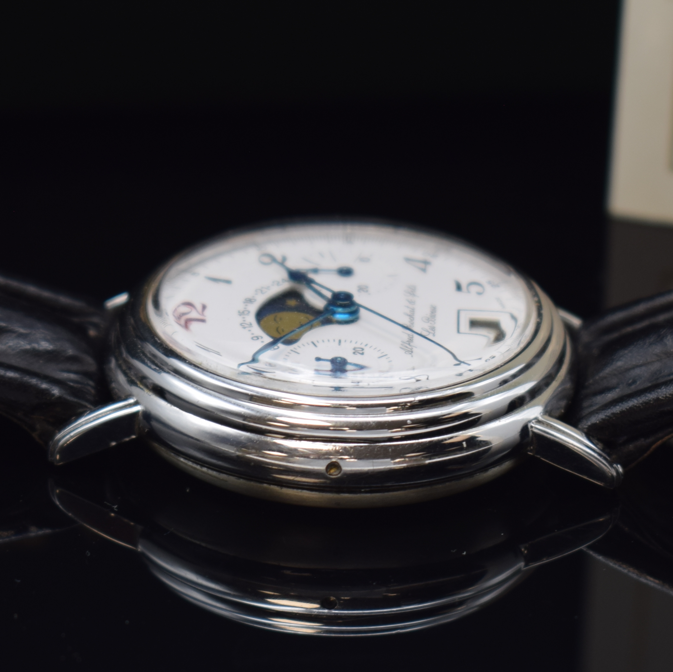 Detail c: ALFRED ROCHAT & FILS Les Bioux seltener, auf 500 Stück limitierter Armbandchronograph in Sterlingsilber, Schweiz/Deutschland um 1986, Handaufzug, ...