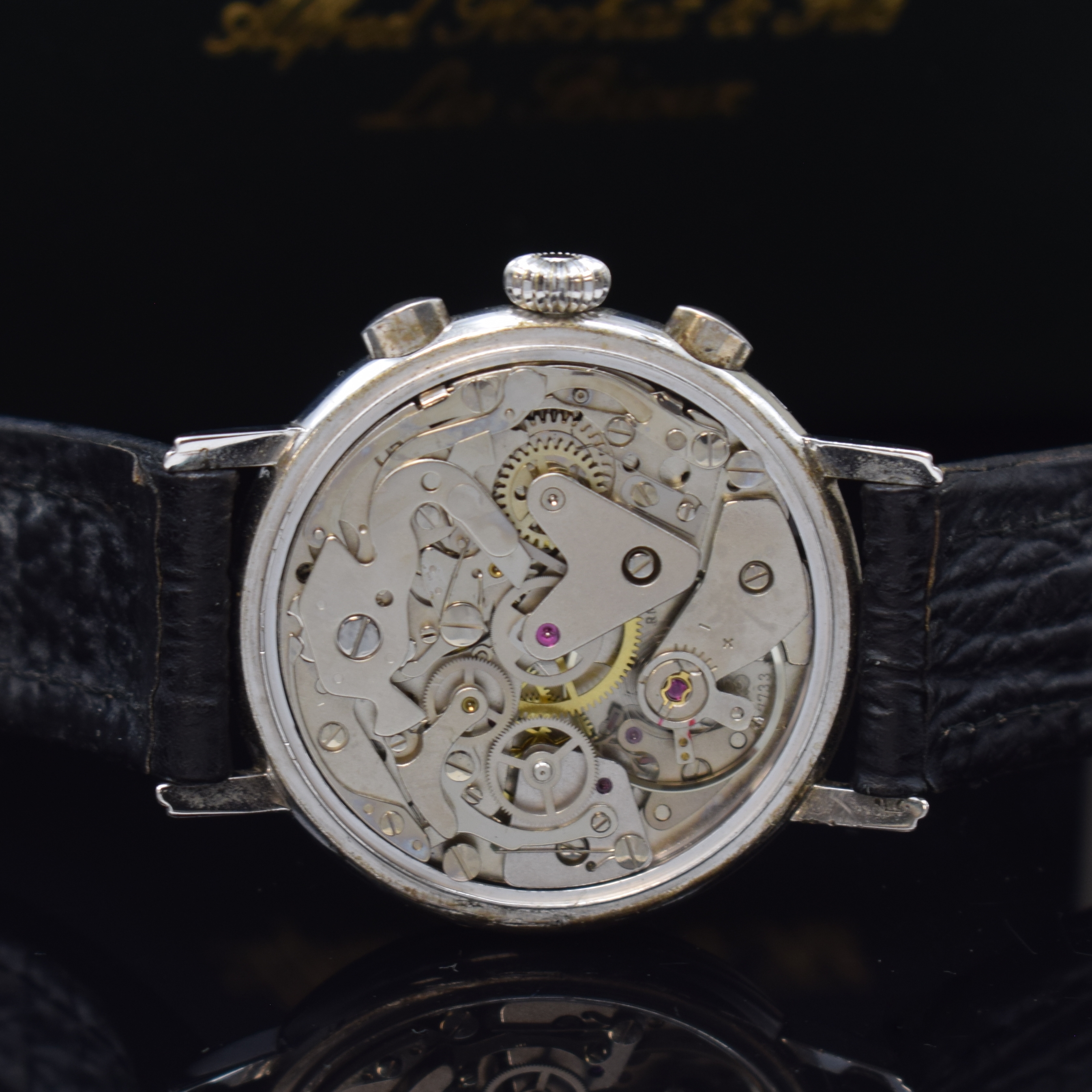 Detail e: ALFRED ROCHAT & FILS Les Bioux seltener, auf 500 Stück limitierter Armbandchronograph in Sterlingsilber, Schweiz/Deutschland um 1986, Handaufzug, ...