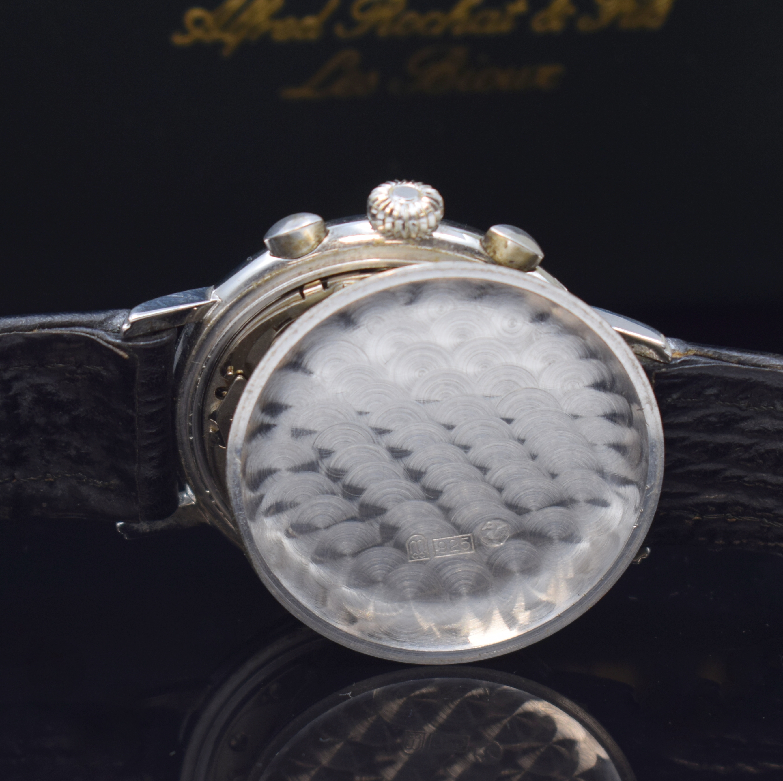 Detail f: ALFRED ROCHAT & FILS Les Bioux seltener, auf 500 Stück limitierter Armbandchronograph in Sterlingsilber, Schweiz/Deutschland um 1986, Handaufzug, ...
