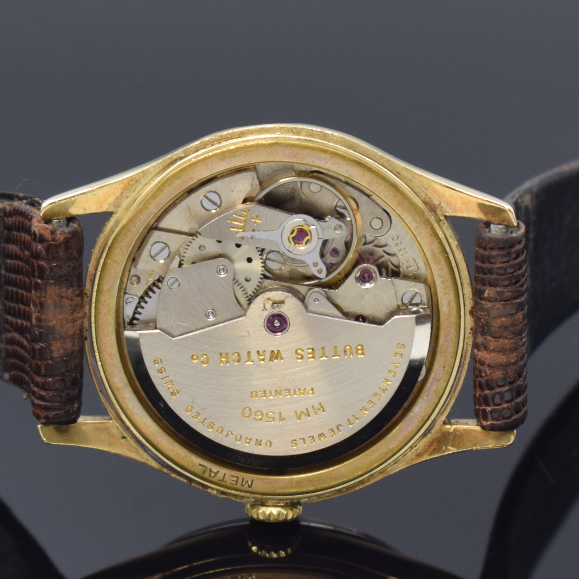 Detail c: BWC Herrenarmbanduhr in GG 585/000, Automatik, Schweiz 1950er Jahre, dell. Boden und Glasrand aufgedr., vers. Zifferbl. mit aufgel. Std.-Zeichen ...