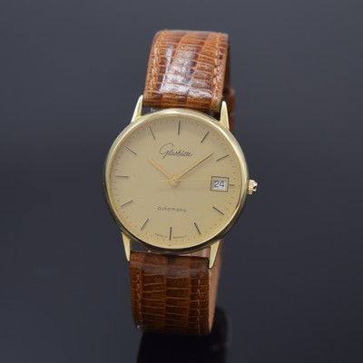 Image GLASHÜTTE rare 14k yellow gold gents wristwatch, Germany around 1992, one of the ...