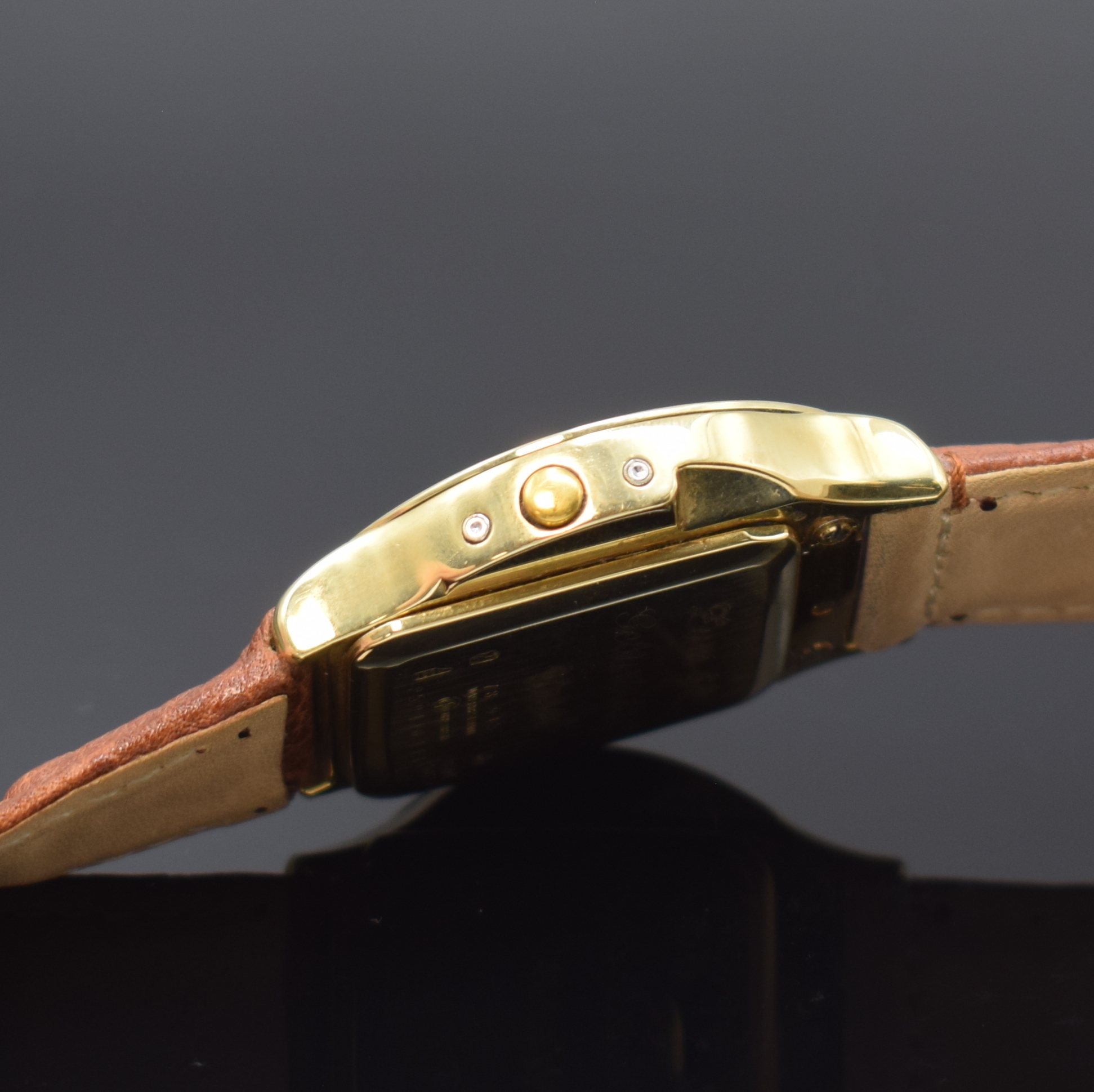 Detail b: JUNGHANS MEGA Funkuhr in GG 585/000 Referenz 259200204, Deutschland um 1995, quarz, massives Geh., Boden aufgedr., digitale und analoge Anzeige, ...