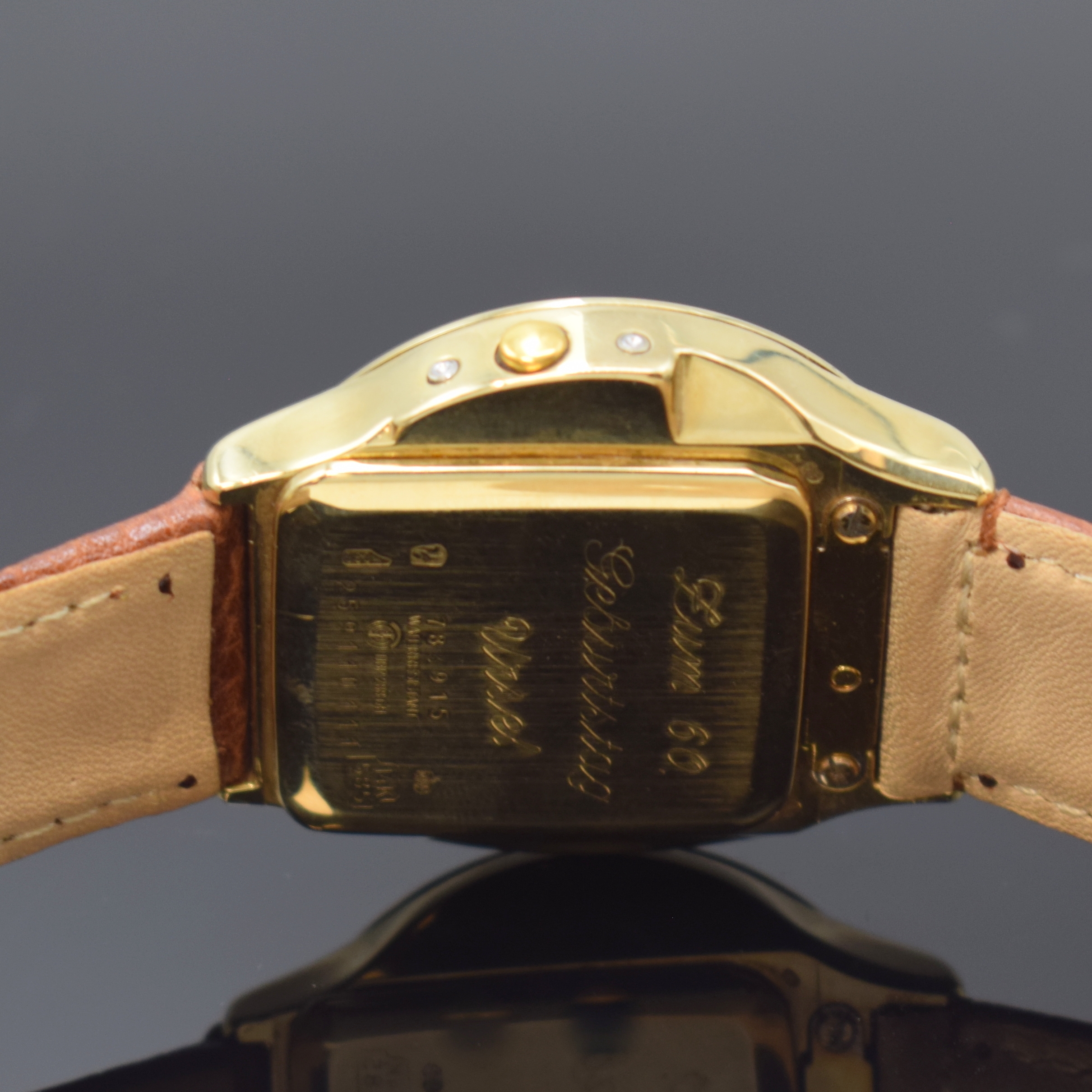 Detail c: JUNGHANS MEGA Funkuhr in GG 585/000 Referenz 259200204, Deutschland um 1995, quarz, massives Geh., Boden aufgedr., digitale und analoge Anzeige, ...