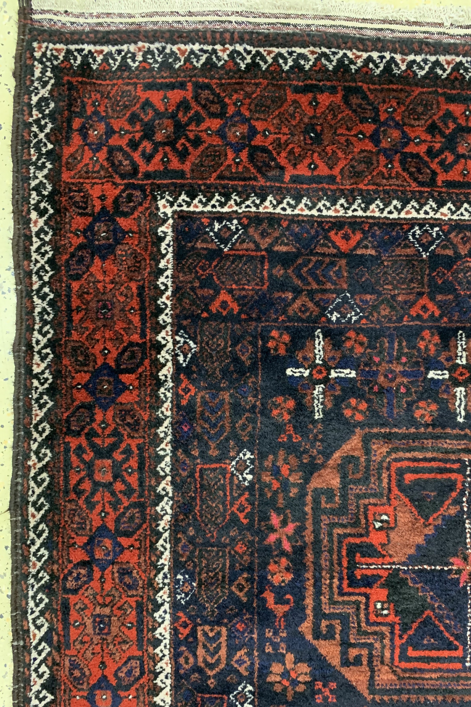Detail d: Belutsch alt, Persien, um 1930/1940, Wolle auf Baumwolle, ca. 232 x 130 cm, EHZ: 2