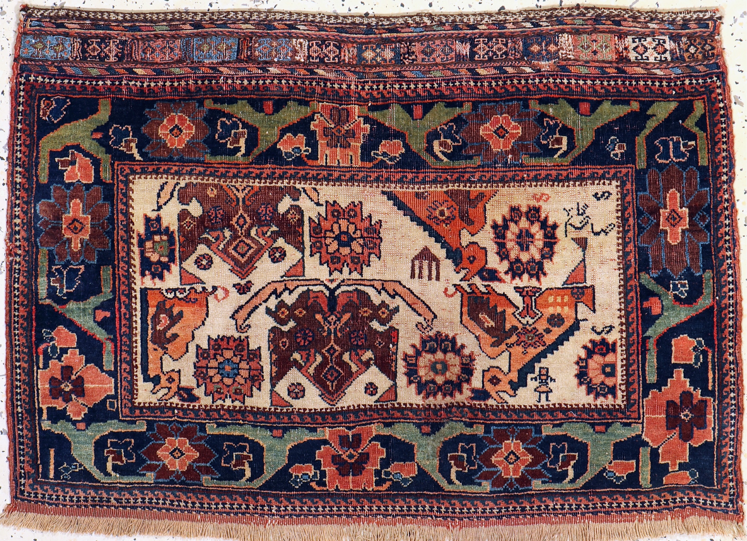 Afschar"Taschenfront"antik, Persien, 19.Jhd, Wolle auf Wolle, ca. 84 x 58 cm, EHZ: 2-3