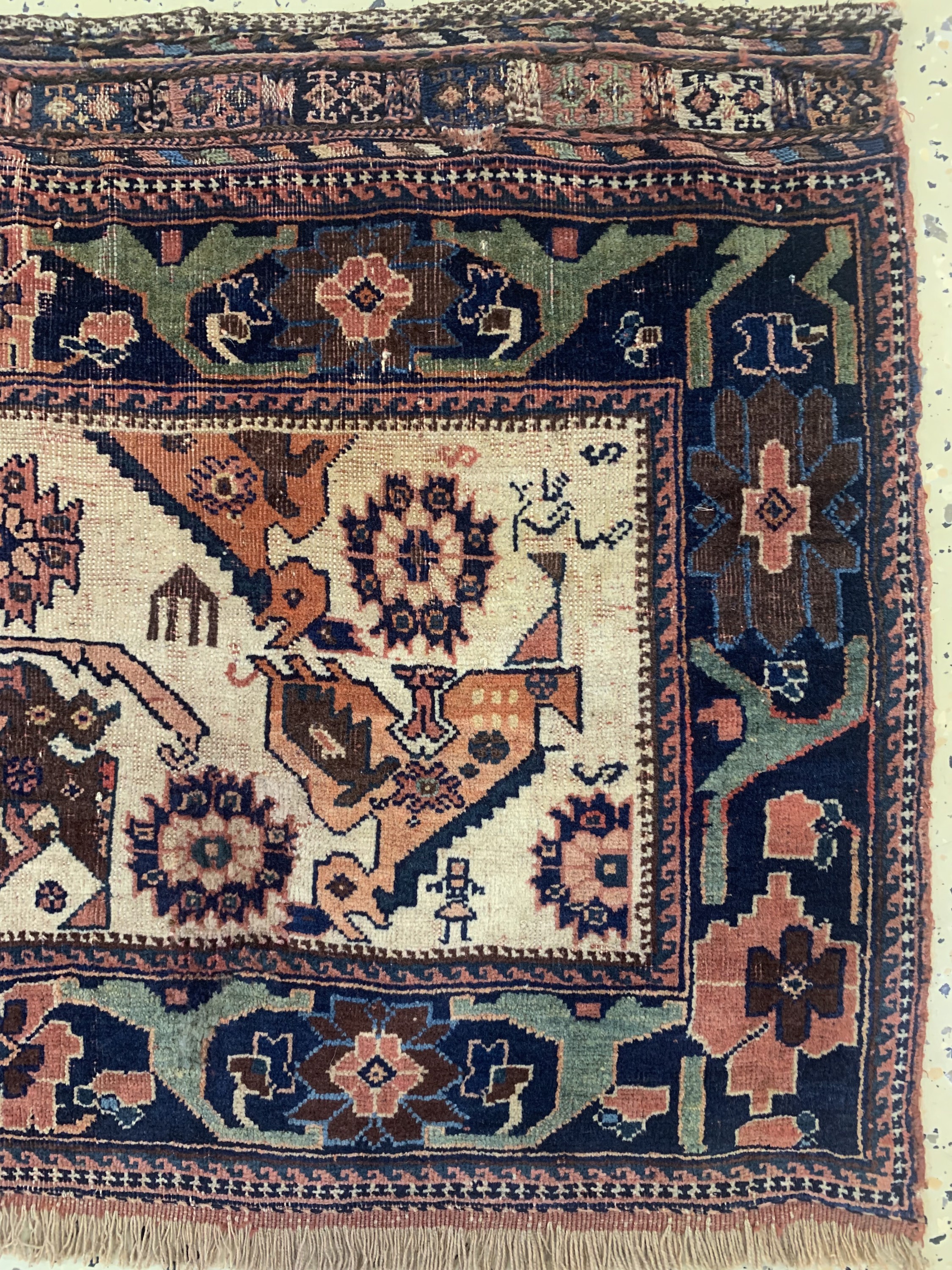 Detail a: Afschar"Taschenfront"antik, Persien, 19.Jhd, Wolle auf Wolle, ca. 84 x 58 cm, EHZ: 2-3