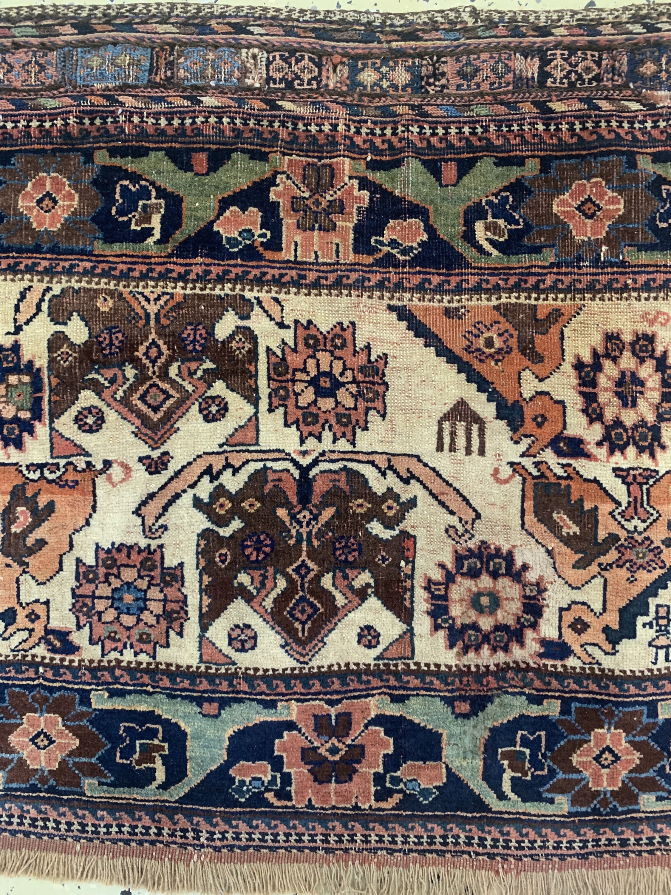 Detail b: Afschar"Taschenfront"antik, Persien, 19.Jhd, Wolle auf Wolle, ca. 84 x 58 cm, EHZ: 2-3