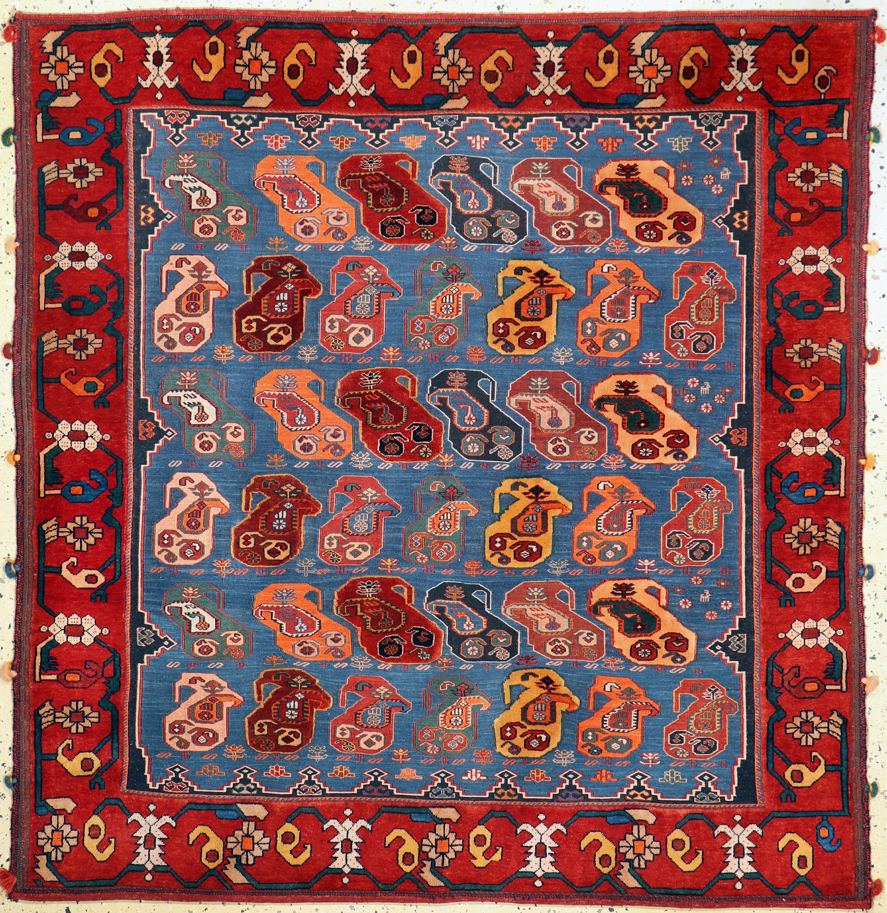 Feiner Sumakh"relief", Persien, Ende 20.Jhd, Wolle auf Wolle, ca. 158 x 150 cm, EHZ: 1-2