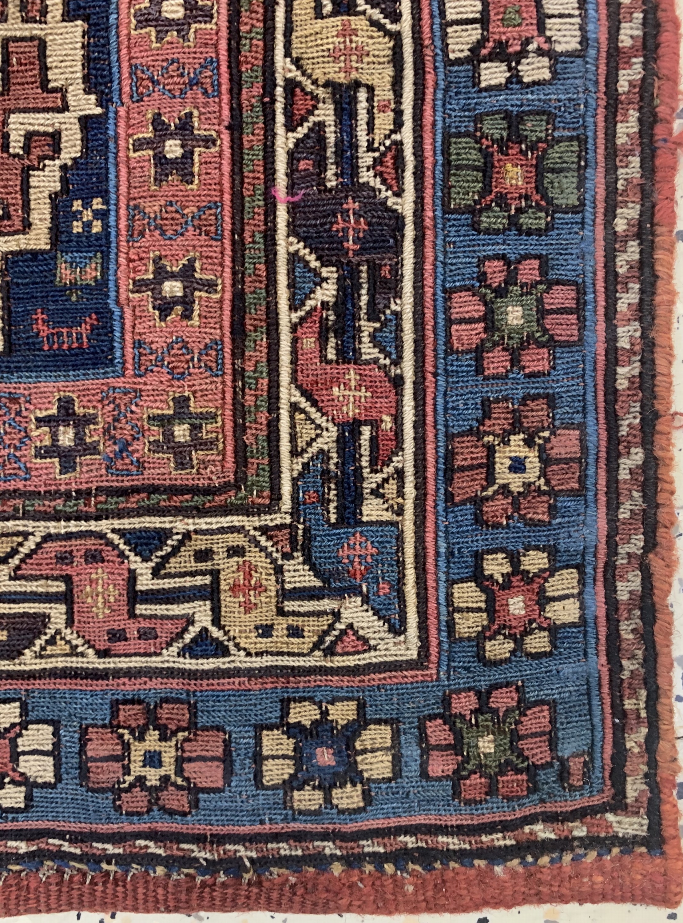 Detail a: Shahsawan"Taschenfront"antik, Persien, 19.Jhd, Wolle auf Wolle, ca. 54 x 47 cm, EHZ: 2